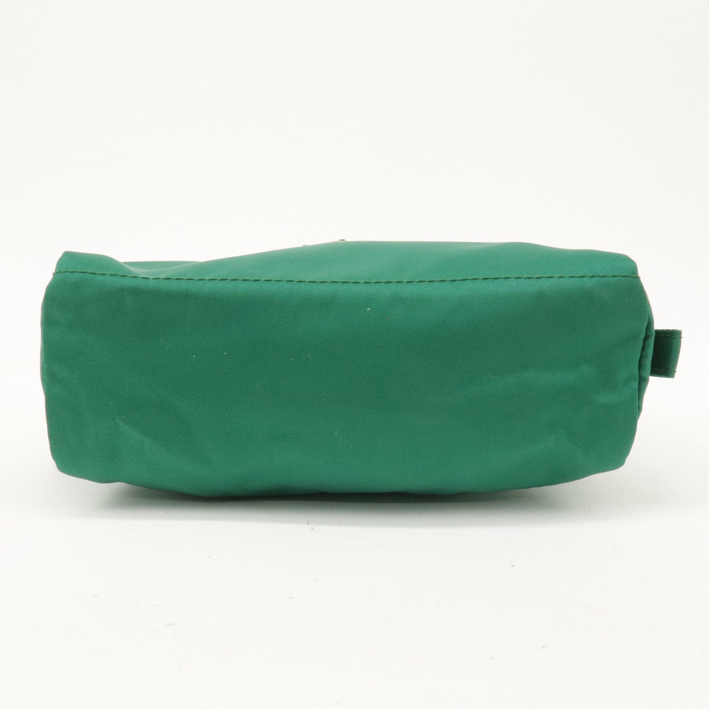 PRADA Logo Nylon Leather Cosmetic Pouch Green 1N1393