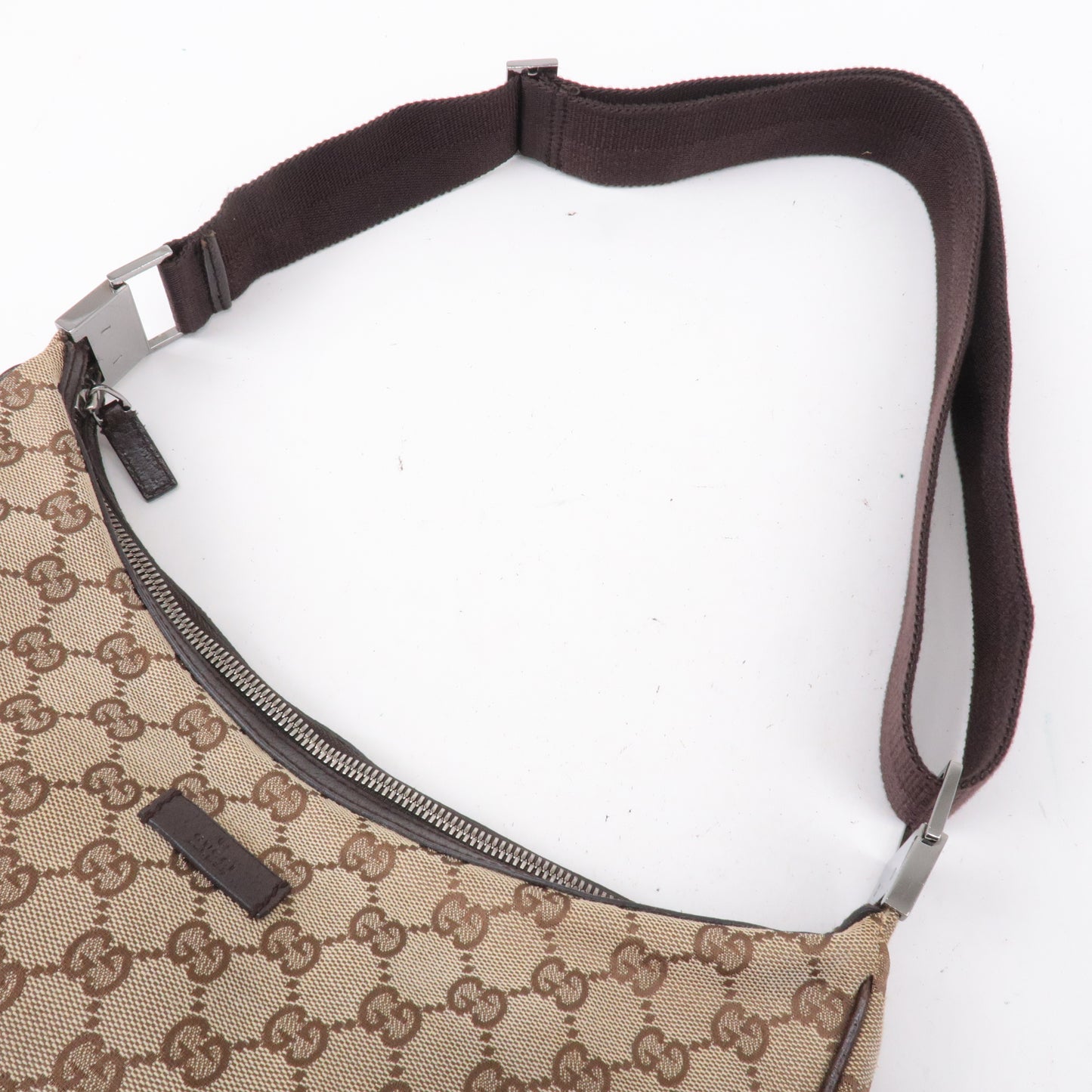GUCCI GG Canvas Leather Shoulder Bag Cross Body Beige Brown 122790