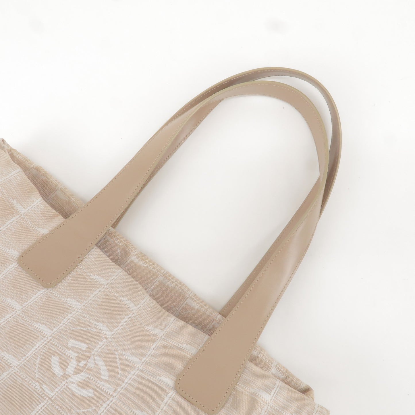 CHANEL Travel Line Nylon Jacquard Leather Tote Bag Beige A15991