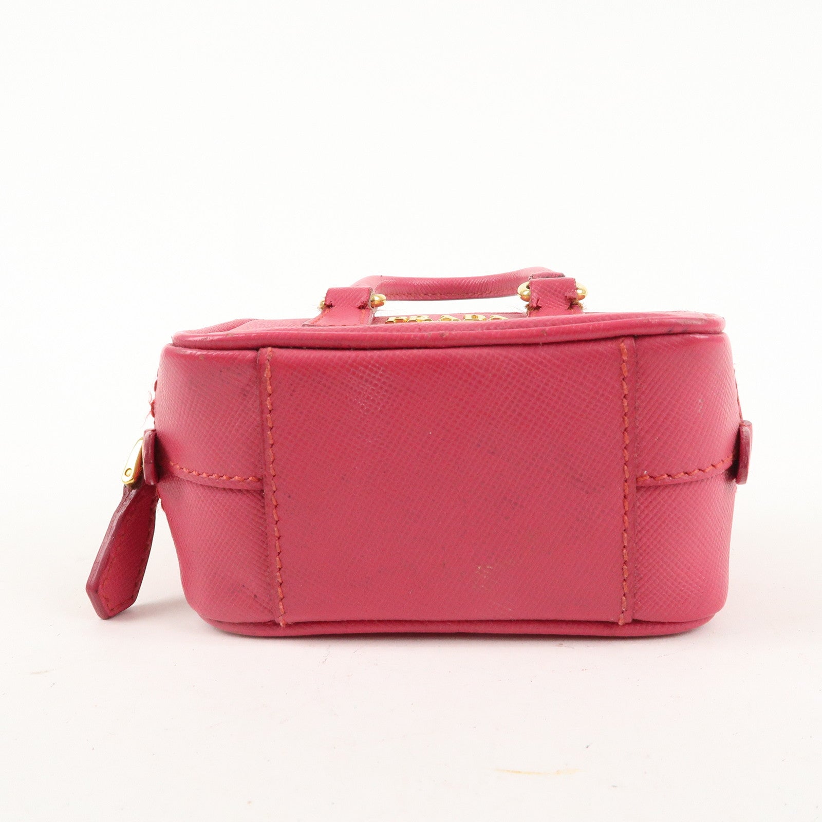 PRADA Logo Safiano Leather Mini Hand Bag Mini Pouch Pink