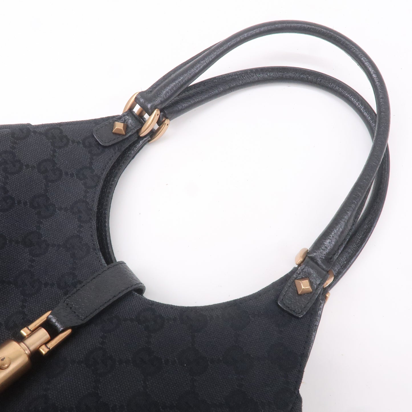 GUCCI New Jackie GG Canvas Leather Shoulder Bag Black 124409