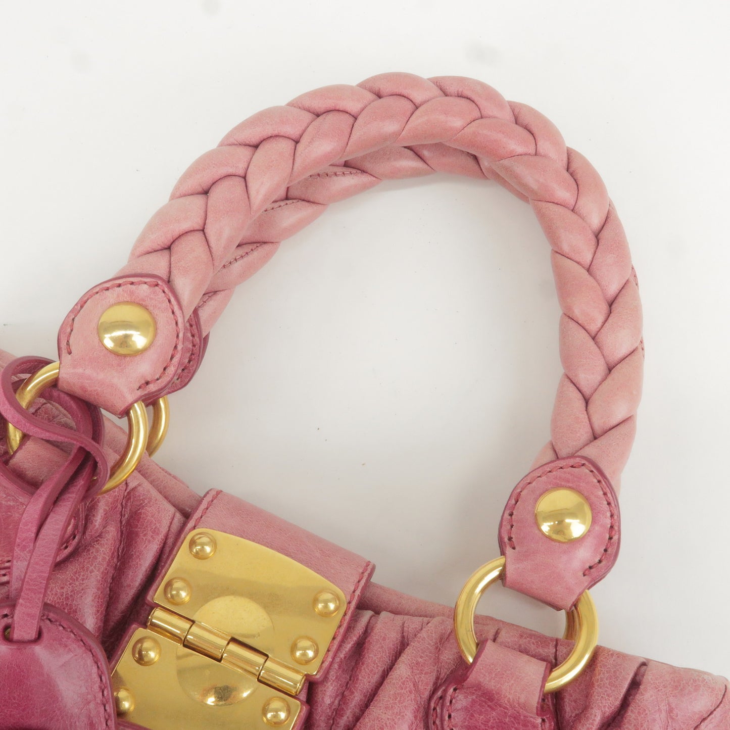MIU MIU Matelasse Leather 2Way Bag Hand Bag Shoulder Bag Pink