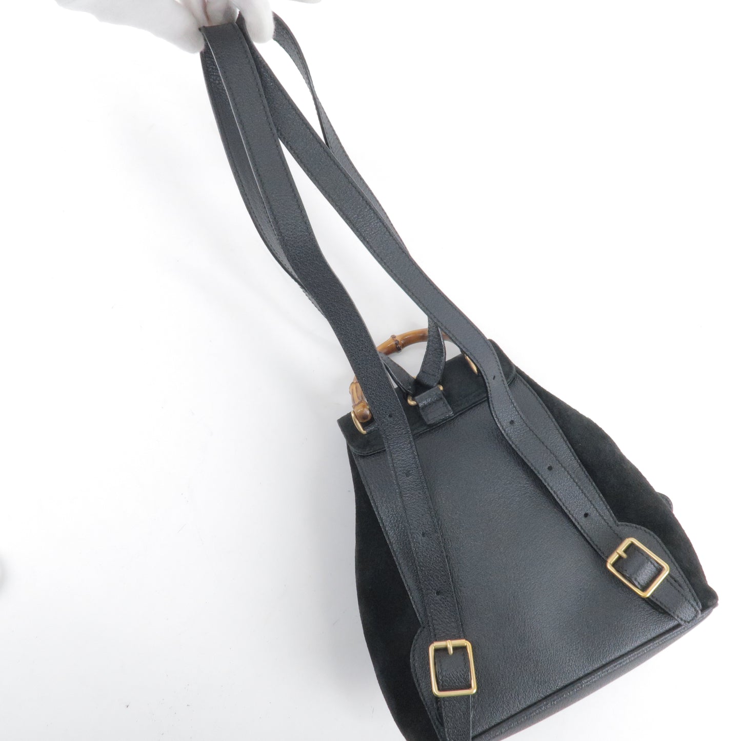 GUCCI Bamboo Back Pack Suede Leather Black 003.3444.0030