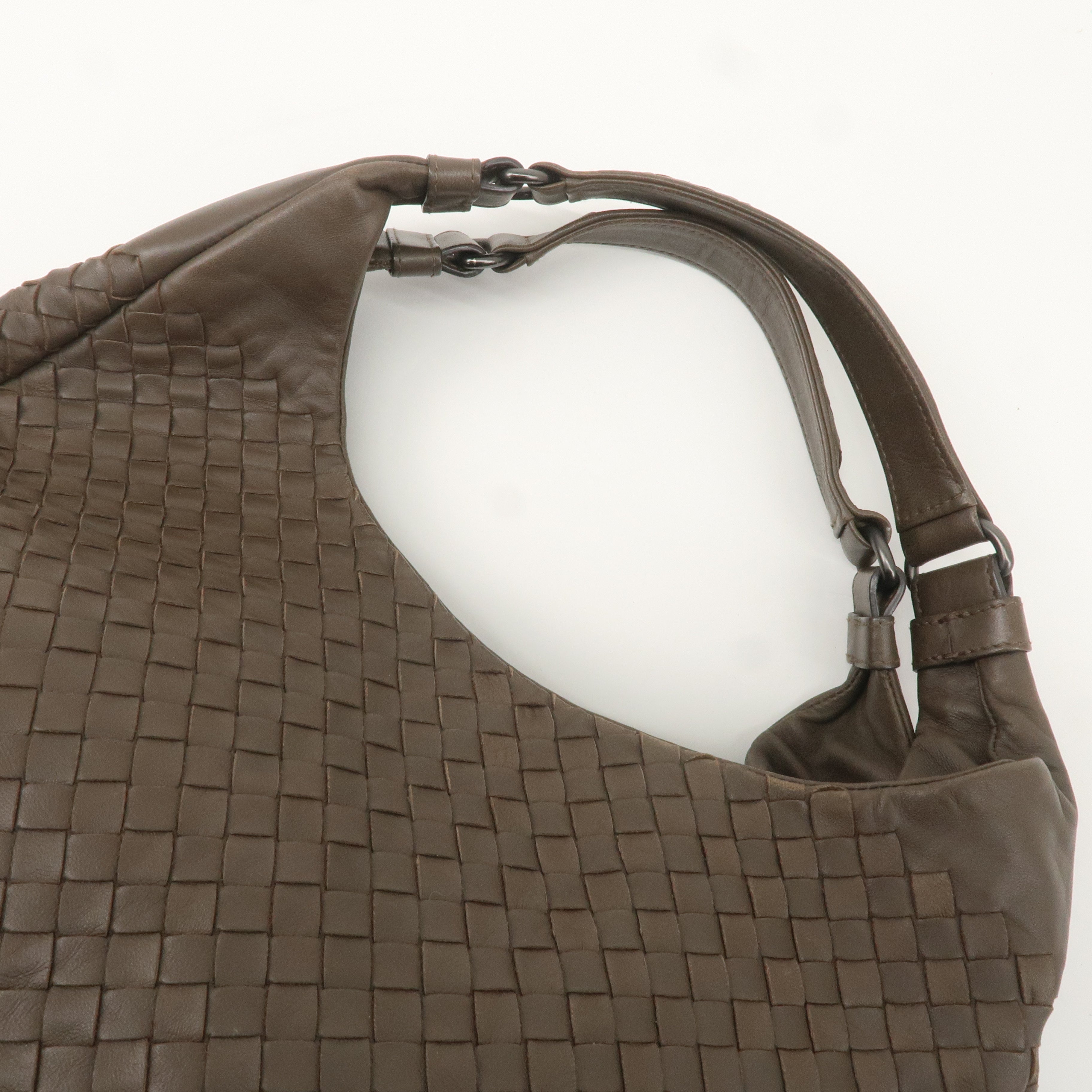 BOTTEGA VENETA Intrecciato Leather Shoulder Bag Brown 125787