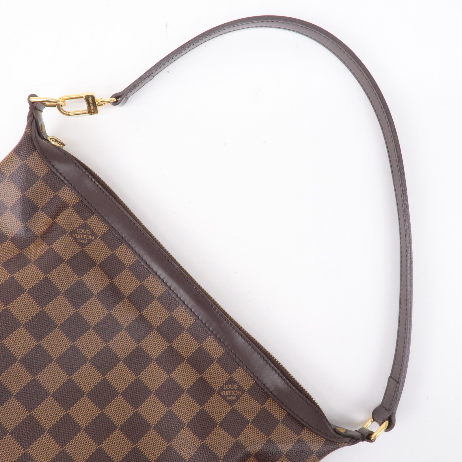 LOUIS VUITTON LV N51995 Damier Brown Leather Illovo MM Shoulder Bag Used