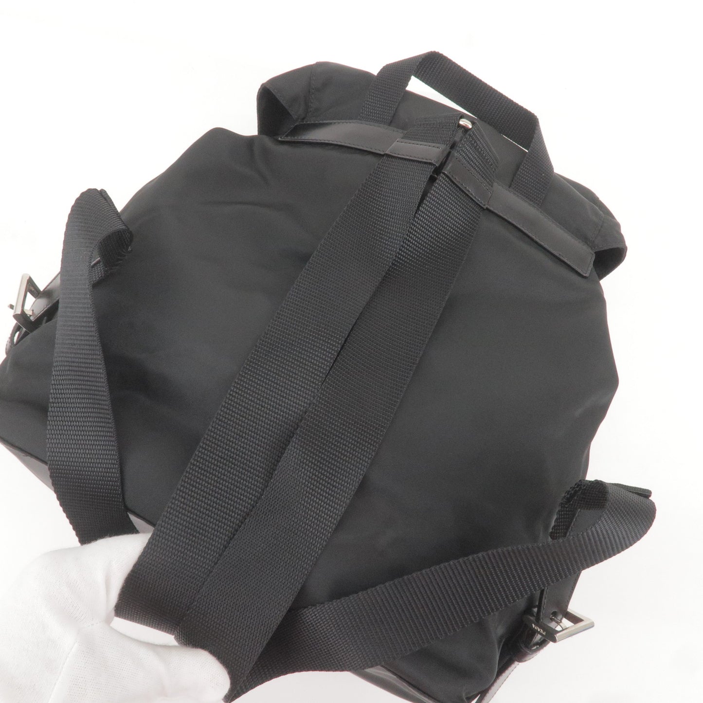PRADA Logo Nylon Back Pack Ruck Sack Black Nero V20