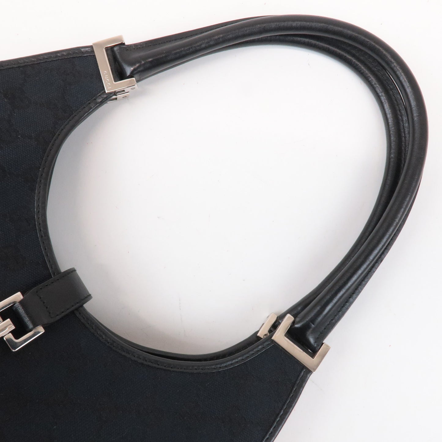 GUCCI Jackie GG Canvas Leather Shoulder Bag Black 002.1067