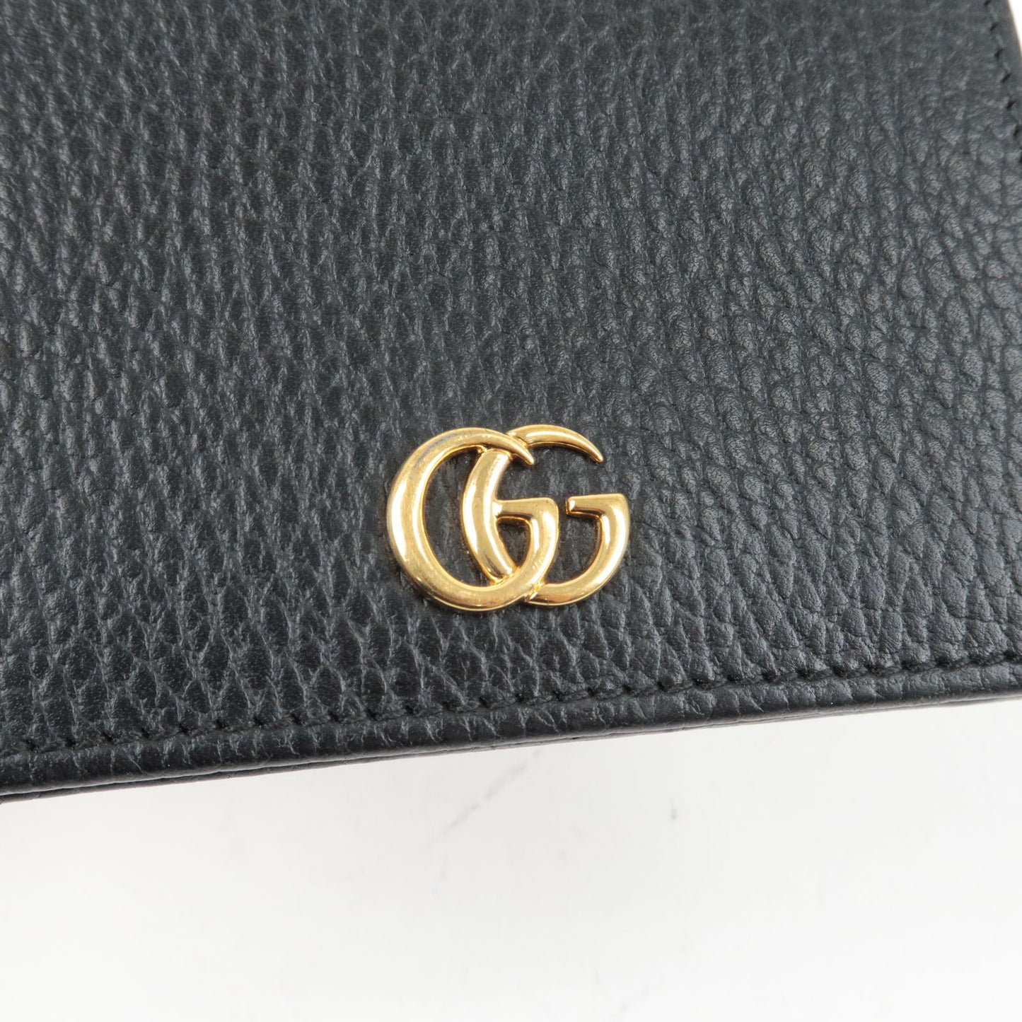 GUCCI GG Marmont Leather Bi Fold Wallet Black 456126
