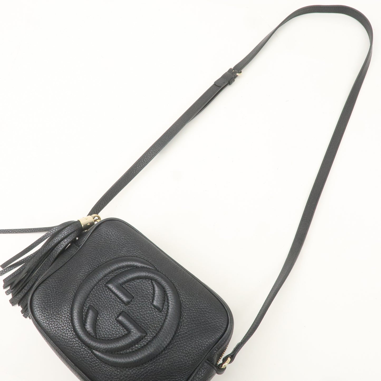 GUCCI SOHO Leather Small Disco Shoulder Bag Black 308364