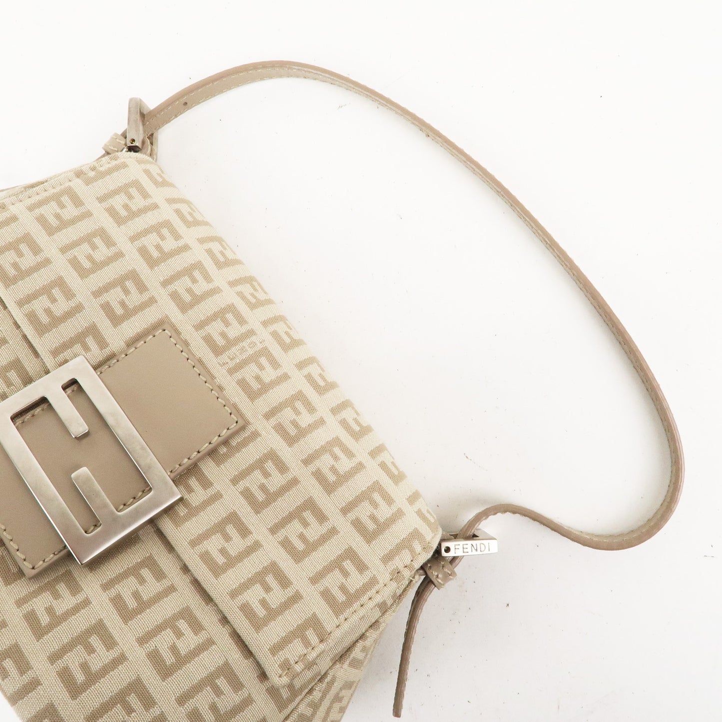 FENDI Mini Mamma Baguette Zucchino Canvas Leather 8BR180