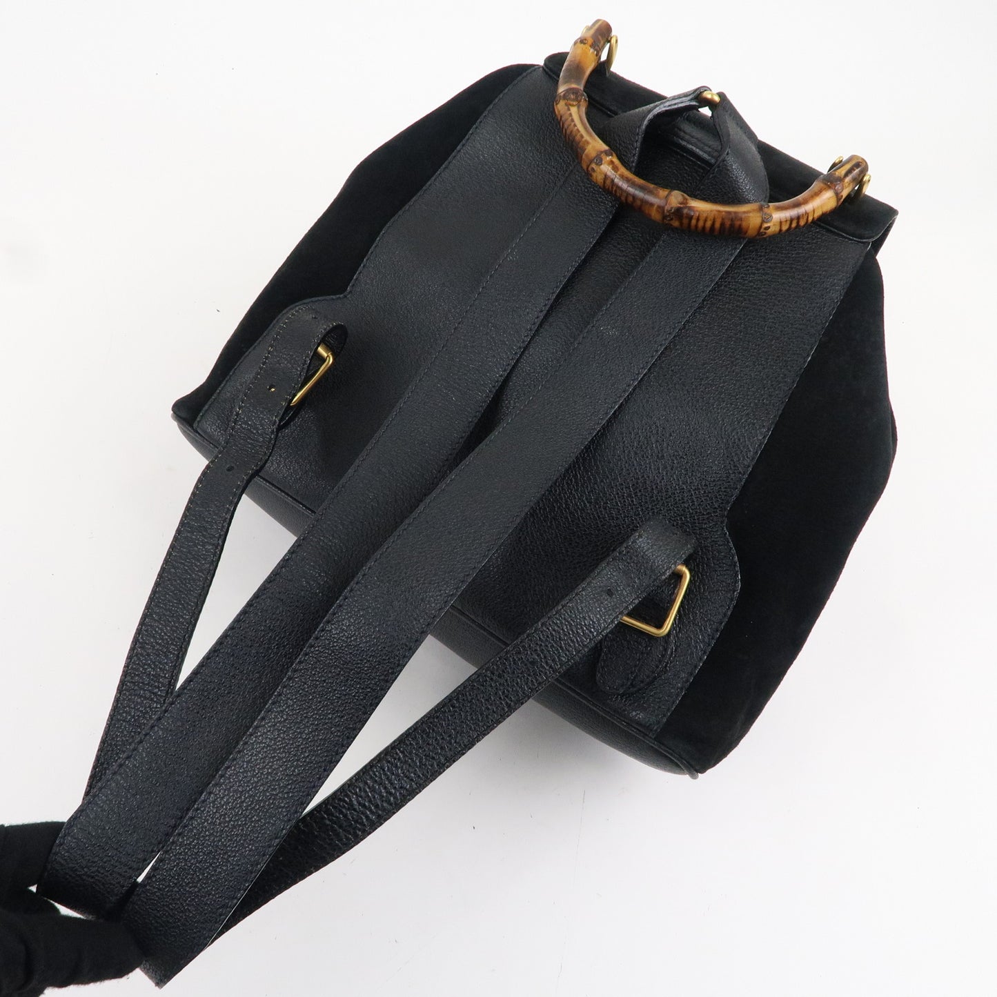 GUCCI Bamboo Suede Leather Back Pack Black 003.2058.0016