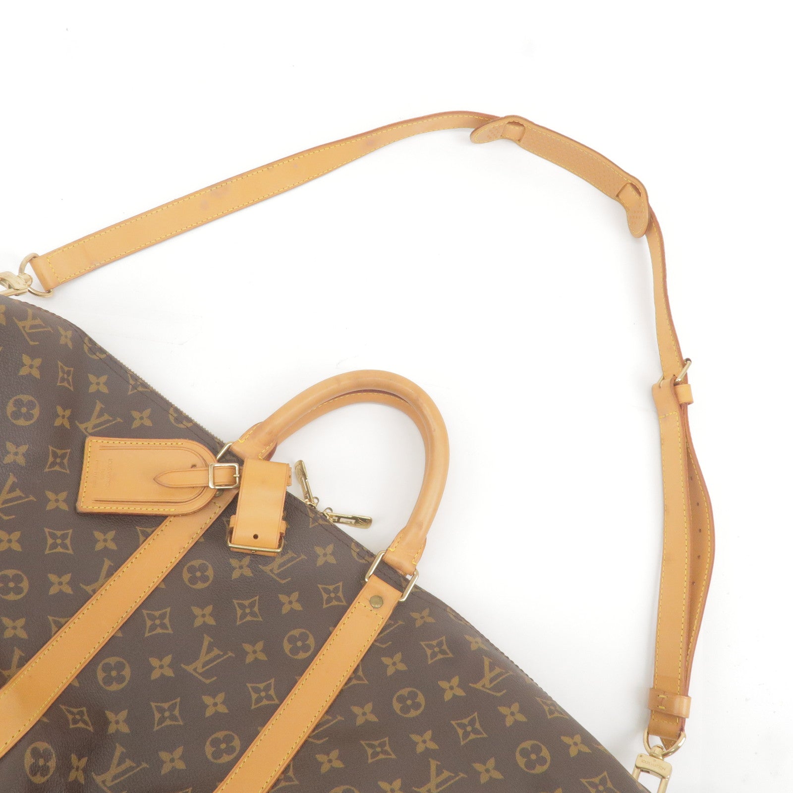 Louis Vuitton Monogram Keepall 55 Bandouliere M41414 Brown Cloth