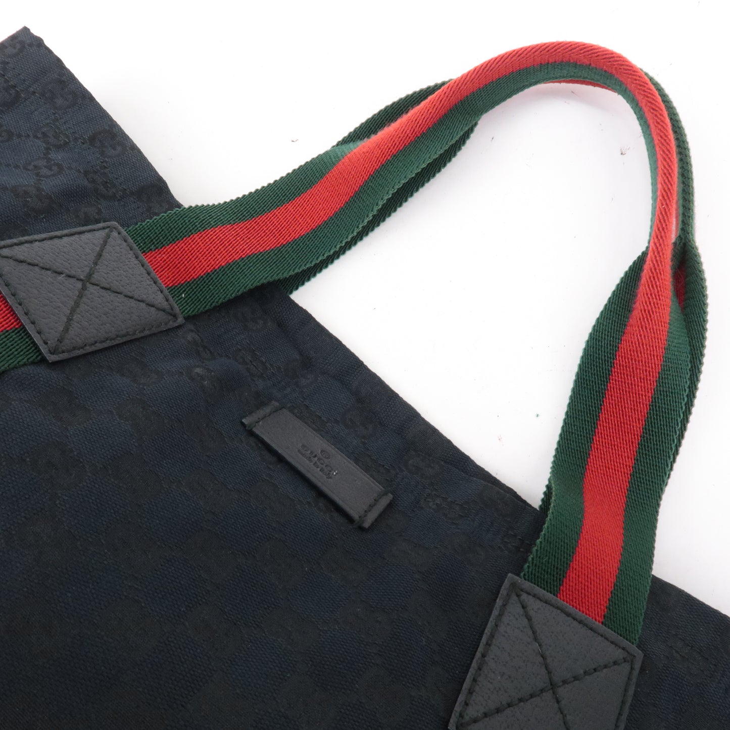 GUCCI Sherry GG Canvas Leather Tote Bag Hand Bag Black 189669