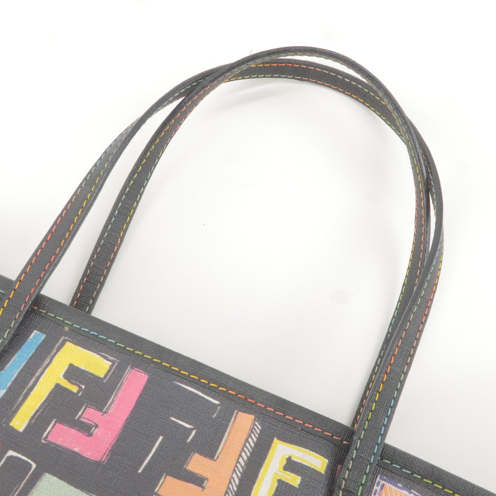 FENDI-Zucca-Logo-Print-PVC-Tote-Bag-Multi-Color-Black-8BH223 dct-ep_vintage luxury Store