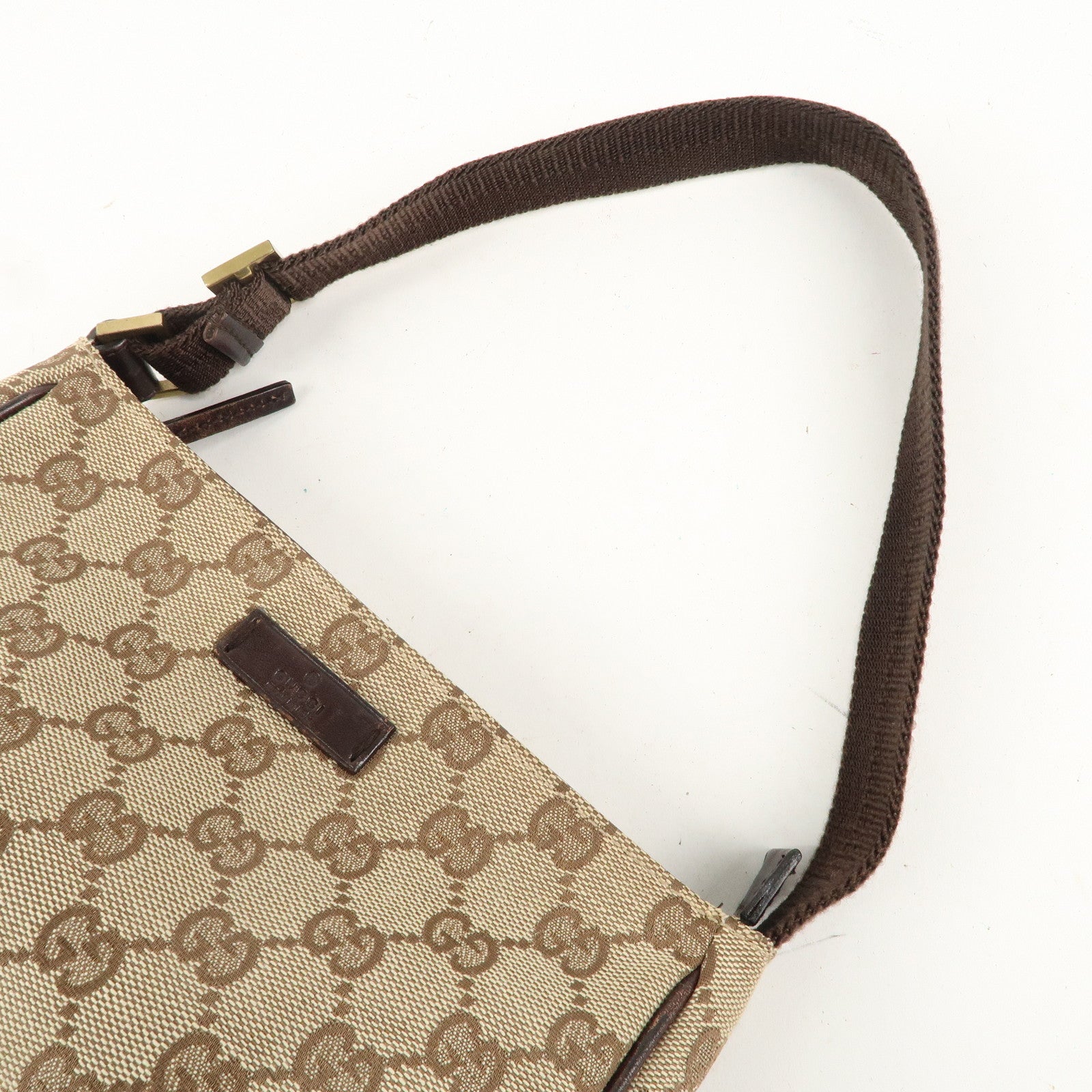 GUCCI GG Canvas Leather Hand Bag Beige Brown 106644