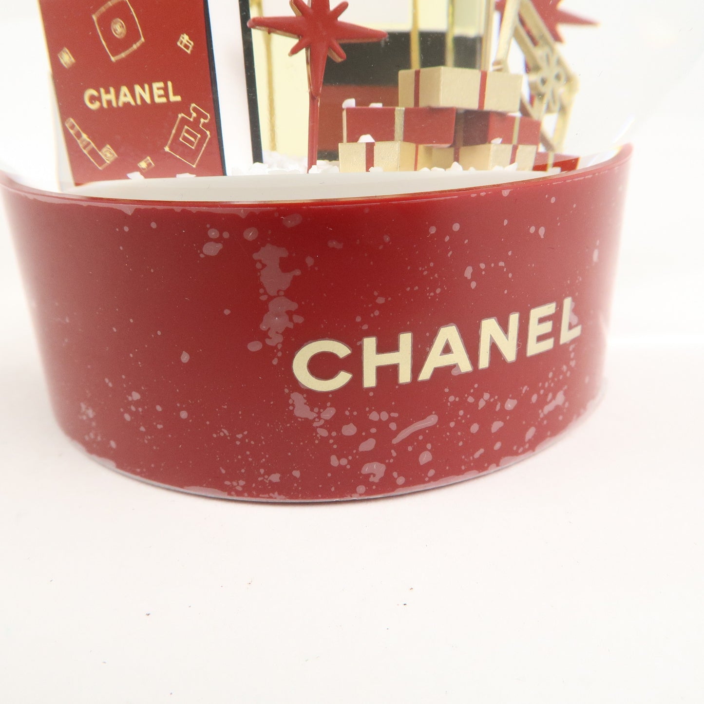 CHANEL Glass Snow Globe Snow Dome 2022 Novelty Bordeaux Red