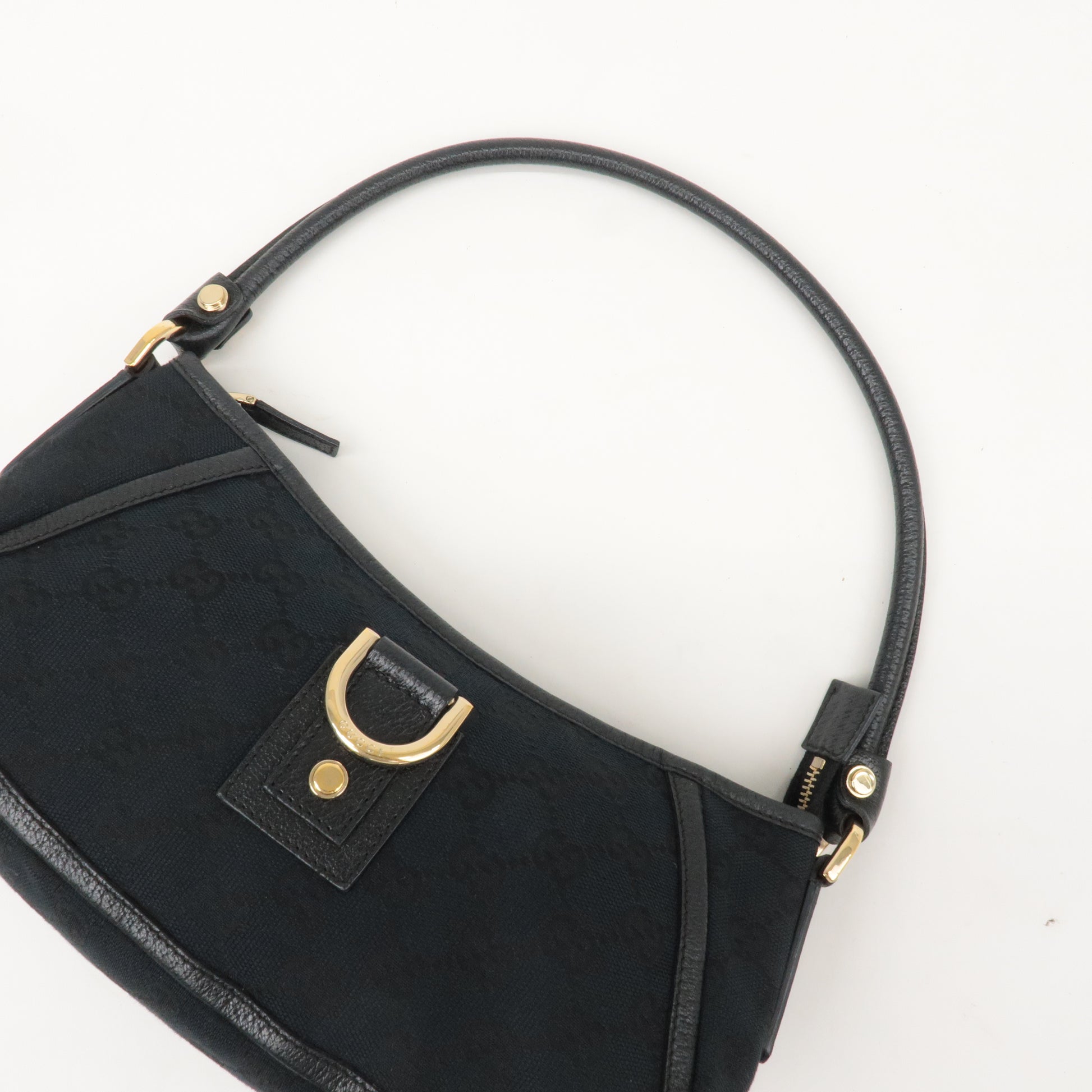 GUCCI-Abbey-GG-Canvas-Leather-Shoulder-Bag-Black-130939 – dct-ep_vintage  luxury Store