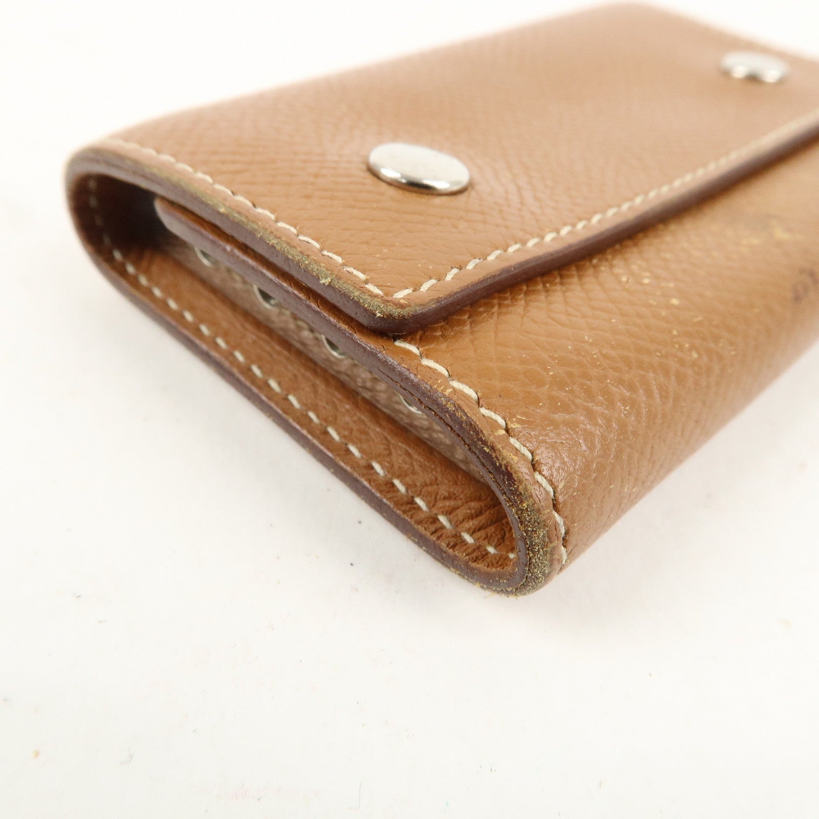 HERMES Epsom Etui Cles 4 L Stamped Key Case Gold Brown