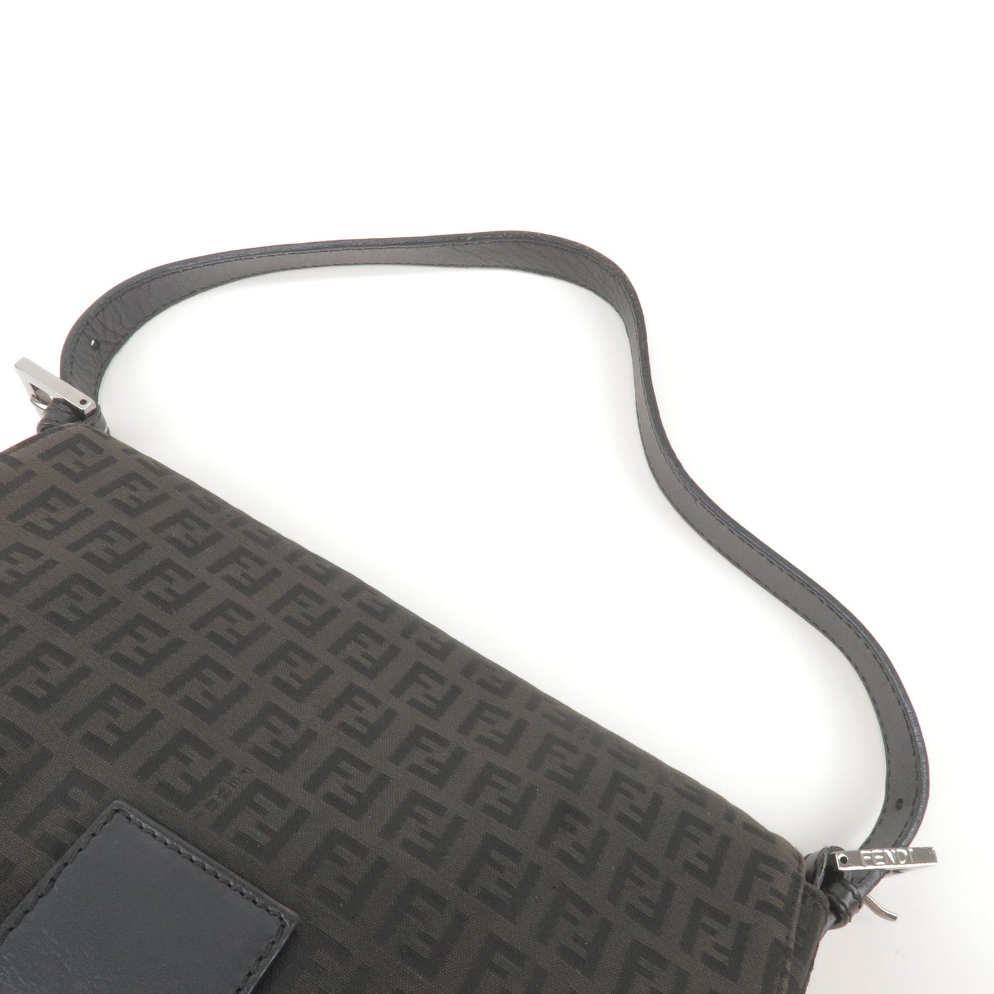 FENDI Zucchino Canvas Leather Mamma Baguette Shoulder Bag 8BR001