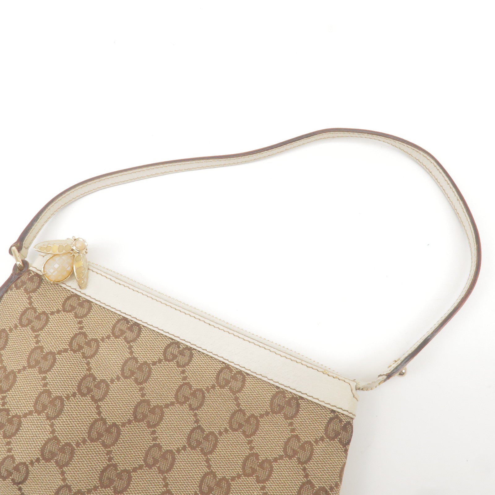 GUCCI-GG-Canvas-Leather-Bee-Hand-Bag-Pouch-Beige-Ivory-153021 –  dct-ep_vintage luxury Store