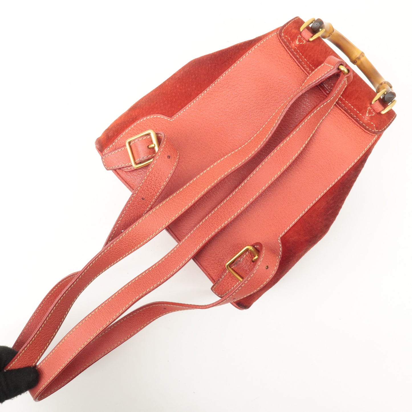 GUCCI Bamboo Suede Leather Back Pack Red 003.1998.0030