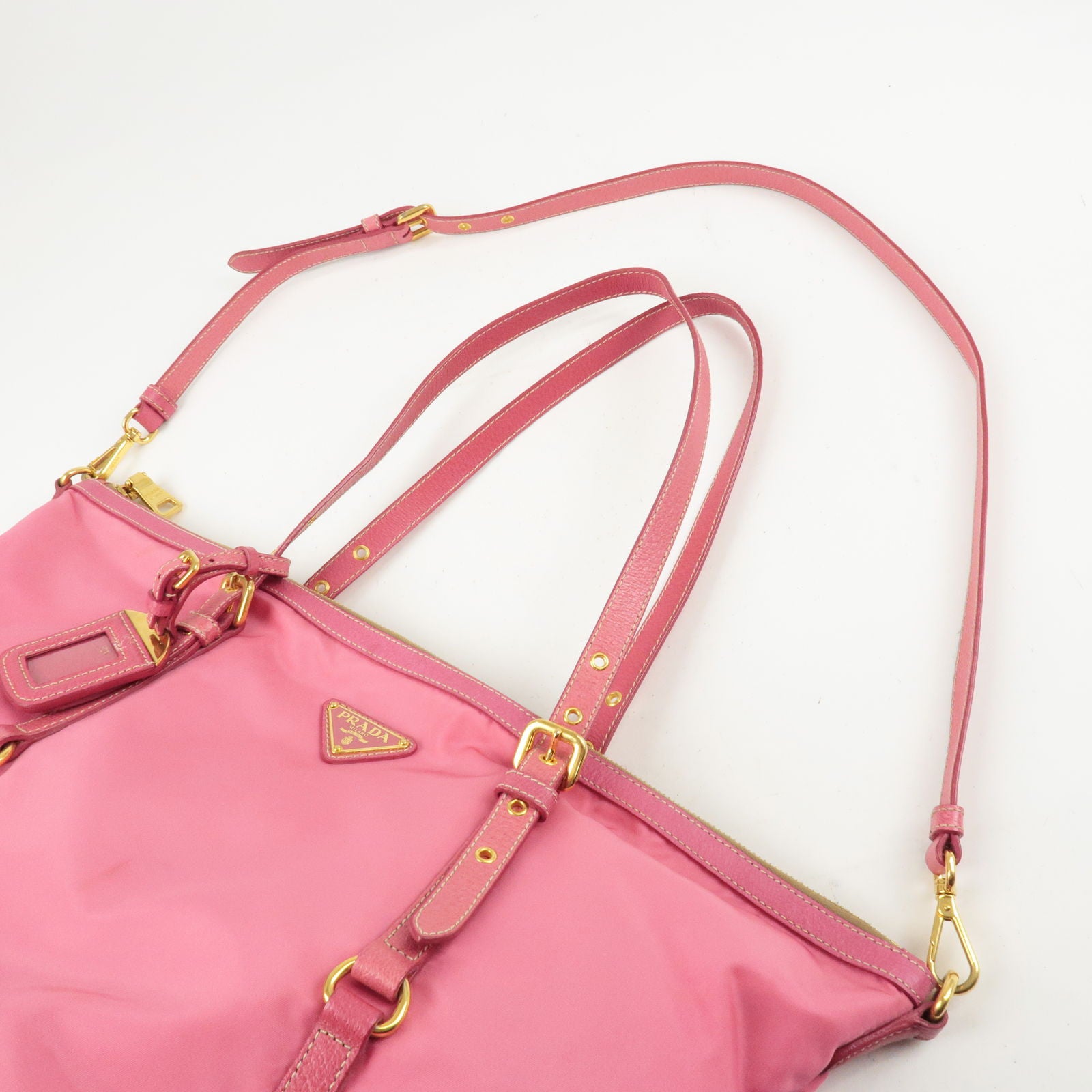 PRADA-Logo-Leather-2Way-Bag-Shoulder-Bag-Pink-1BA837