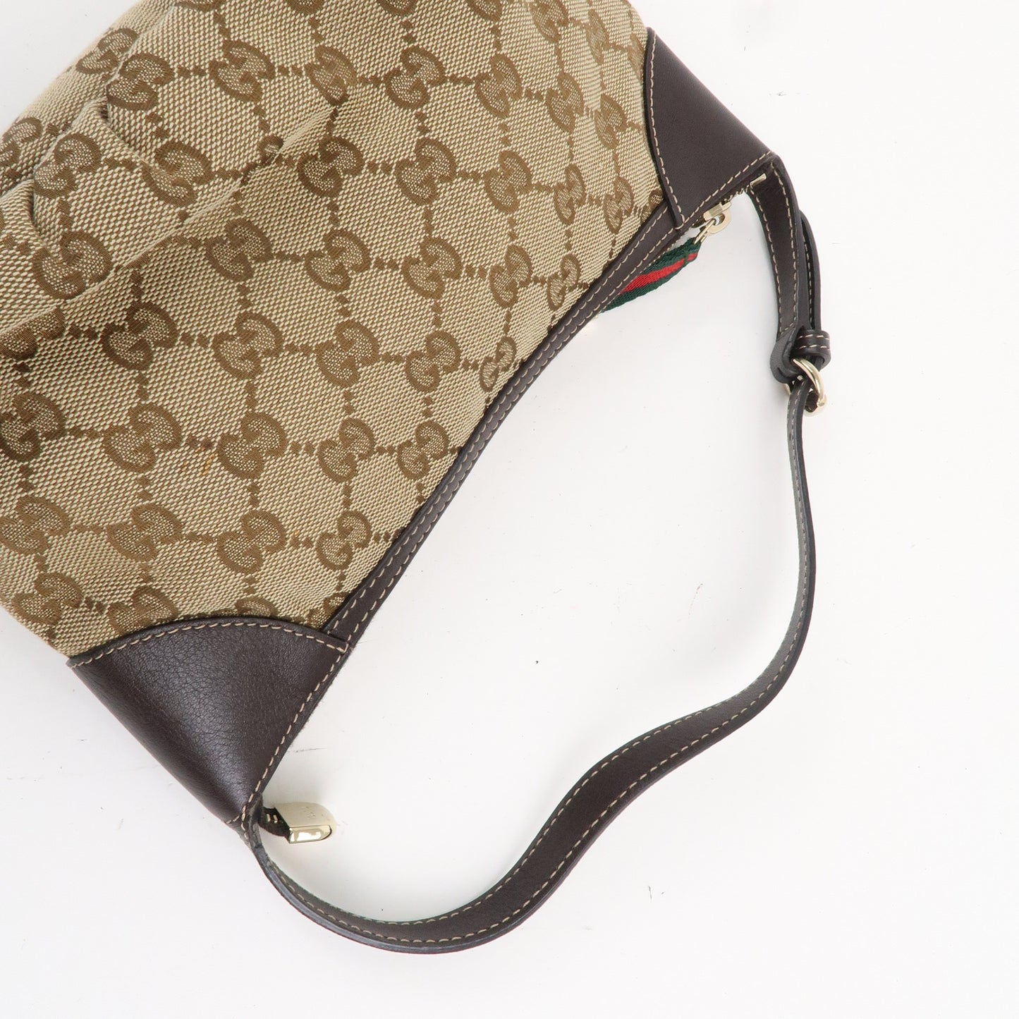 GUCCI Sherry GG Canvas Leather Shoulder Bag Beige Brown 224093