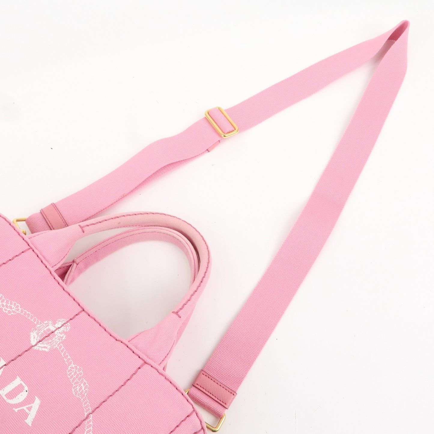 PRADA Canapa Mini Canvas 2Way Bag Hand Bag Pink 1BG439