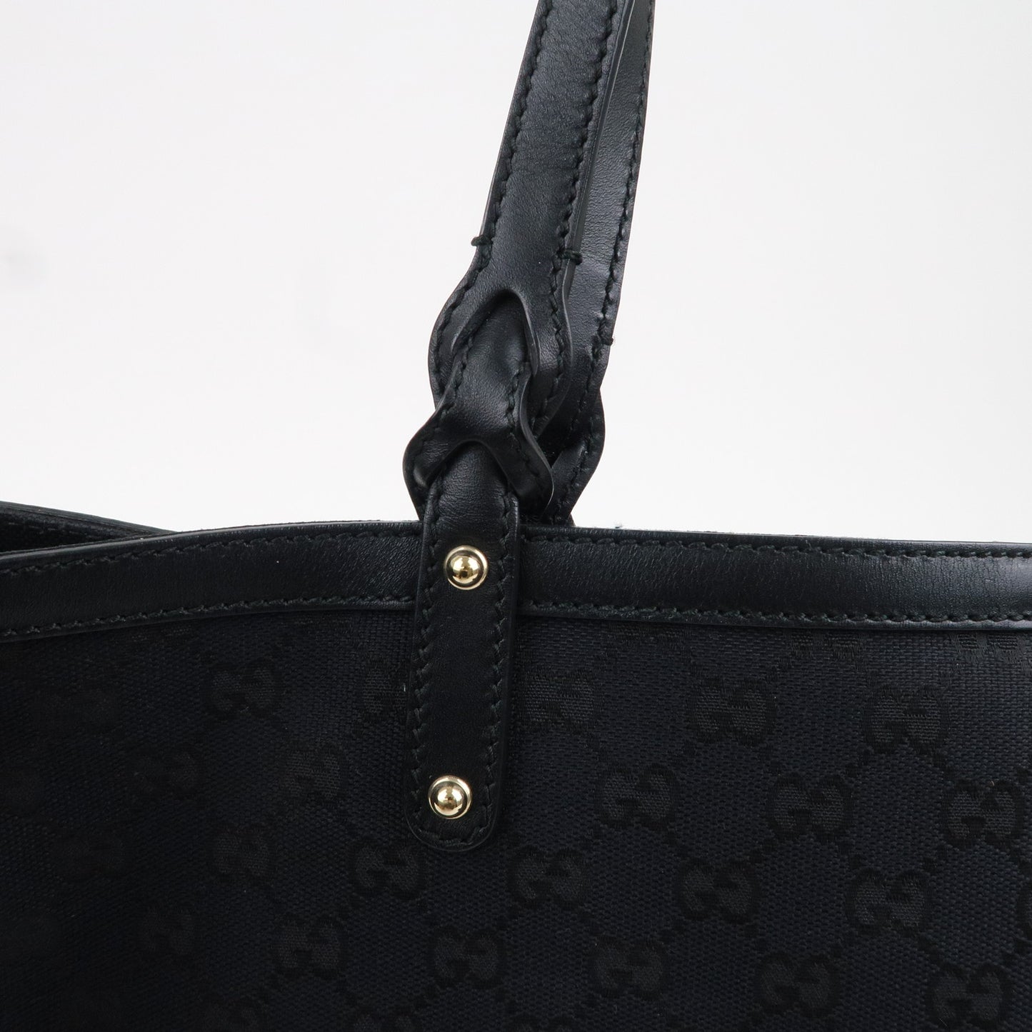 GUCCI GG Canvas Leather Tote Bag Shoulder Bag Black 247209