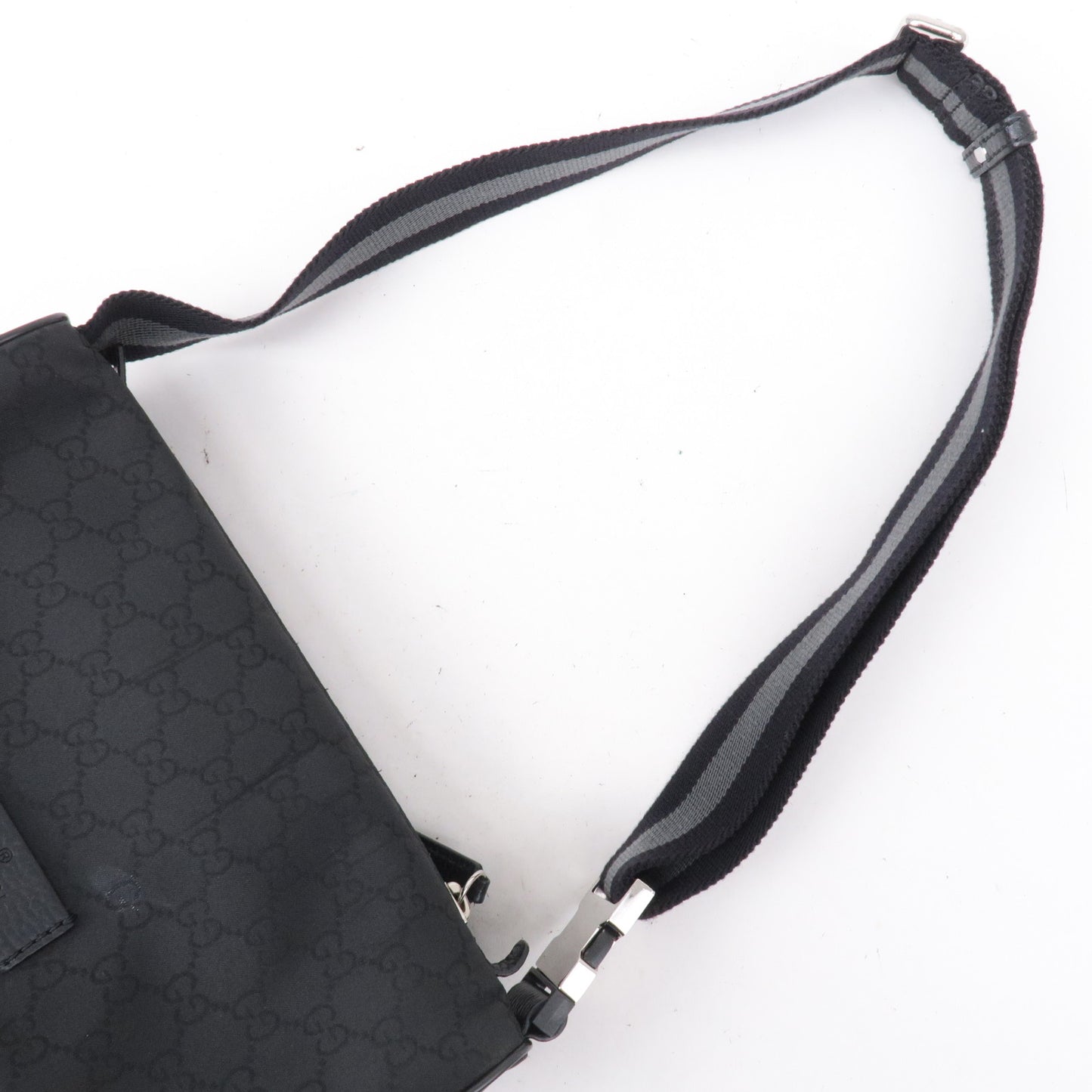 GUCCI GG Nylon Leather Crossbody Bag Waist Bag Black 449182