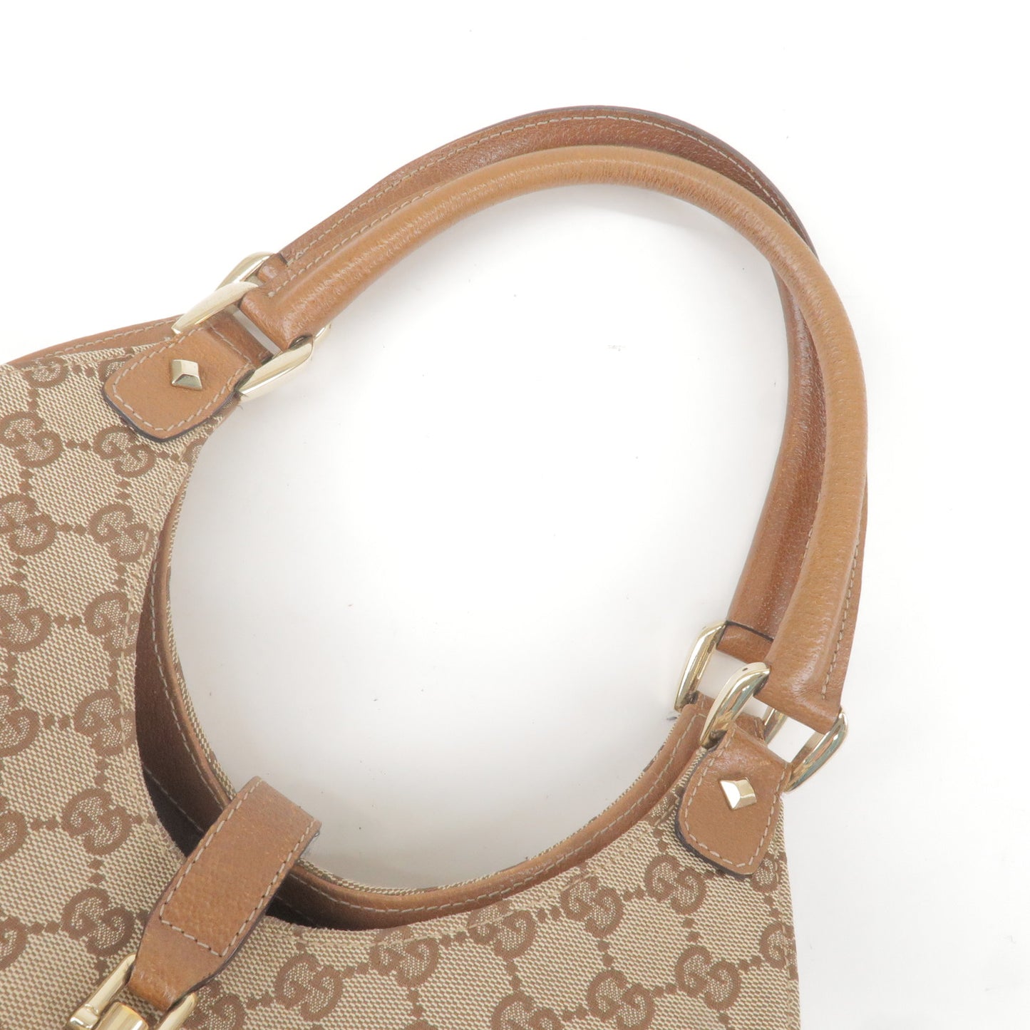 GUCCI New Jackie GG Canvas Leather Shoulder Bag Beige Brown 124407