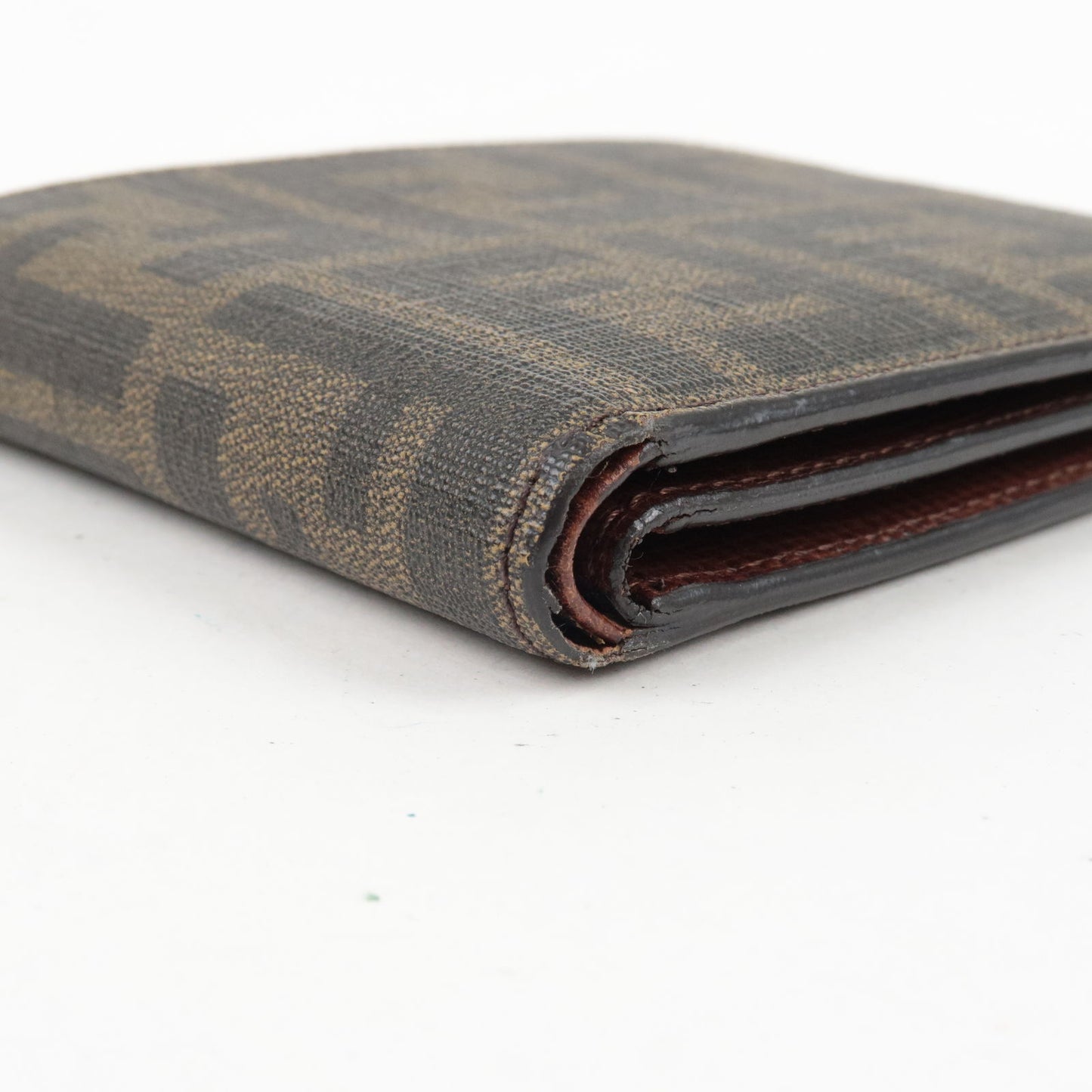 FENDI Zucca Print PVC Bi Fold Wallet Khaki Black 7M0135