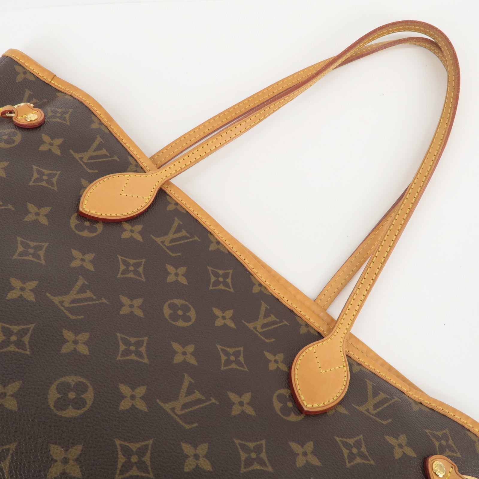 Louis Vuitton Monogram Neverfull MM Leather Tote Shoulder Bag Handbag M40156