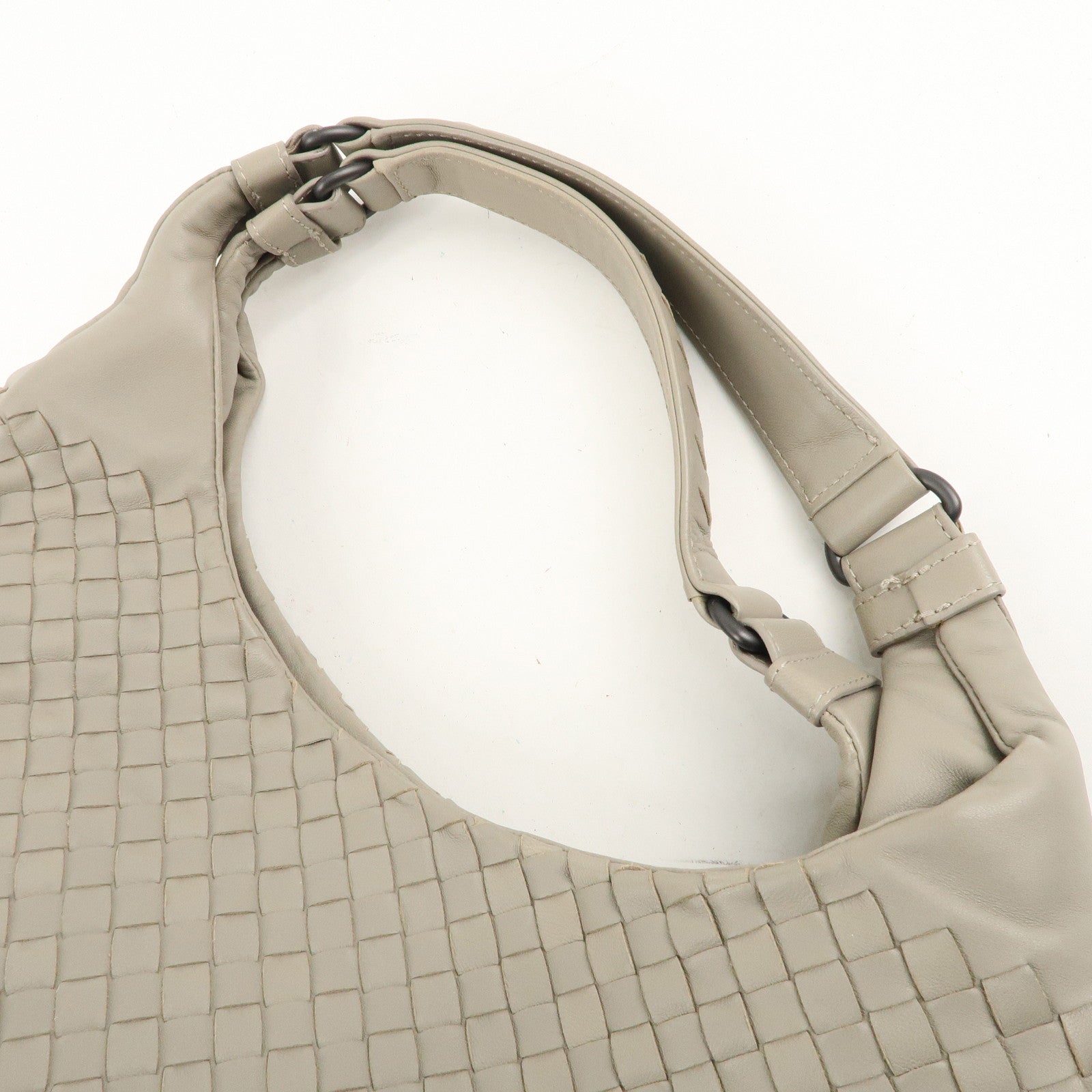 BOTTEGA VENETA Intrecciato Campana Shoulder Bag Gray 125787