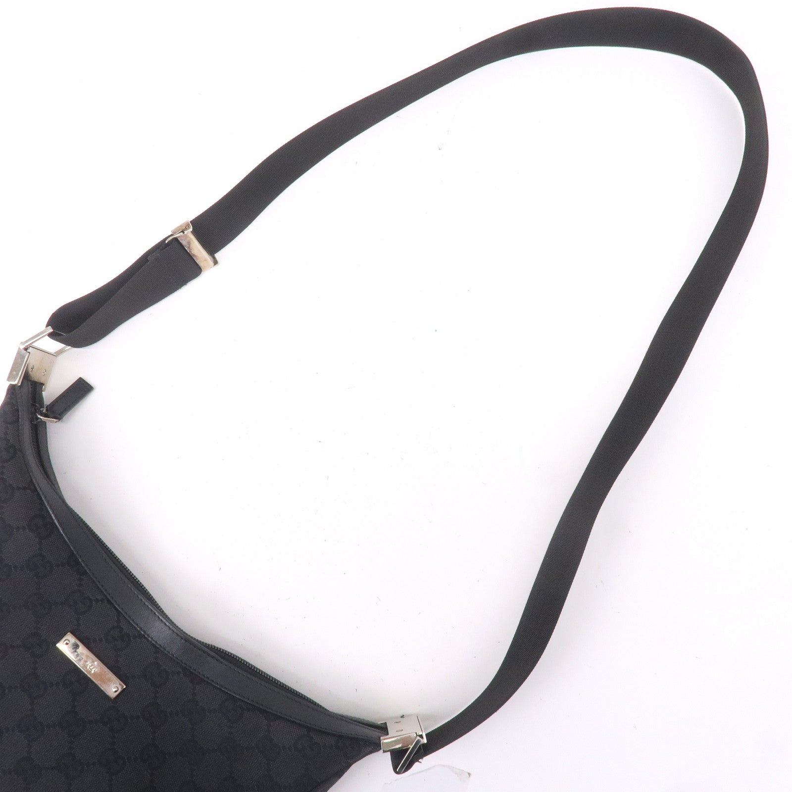 GUCCI Vintage GG Monogram Logo Pochette Mini Handbag Zip Black Canvas Rank  AB
