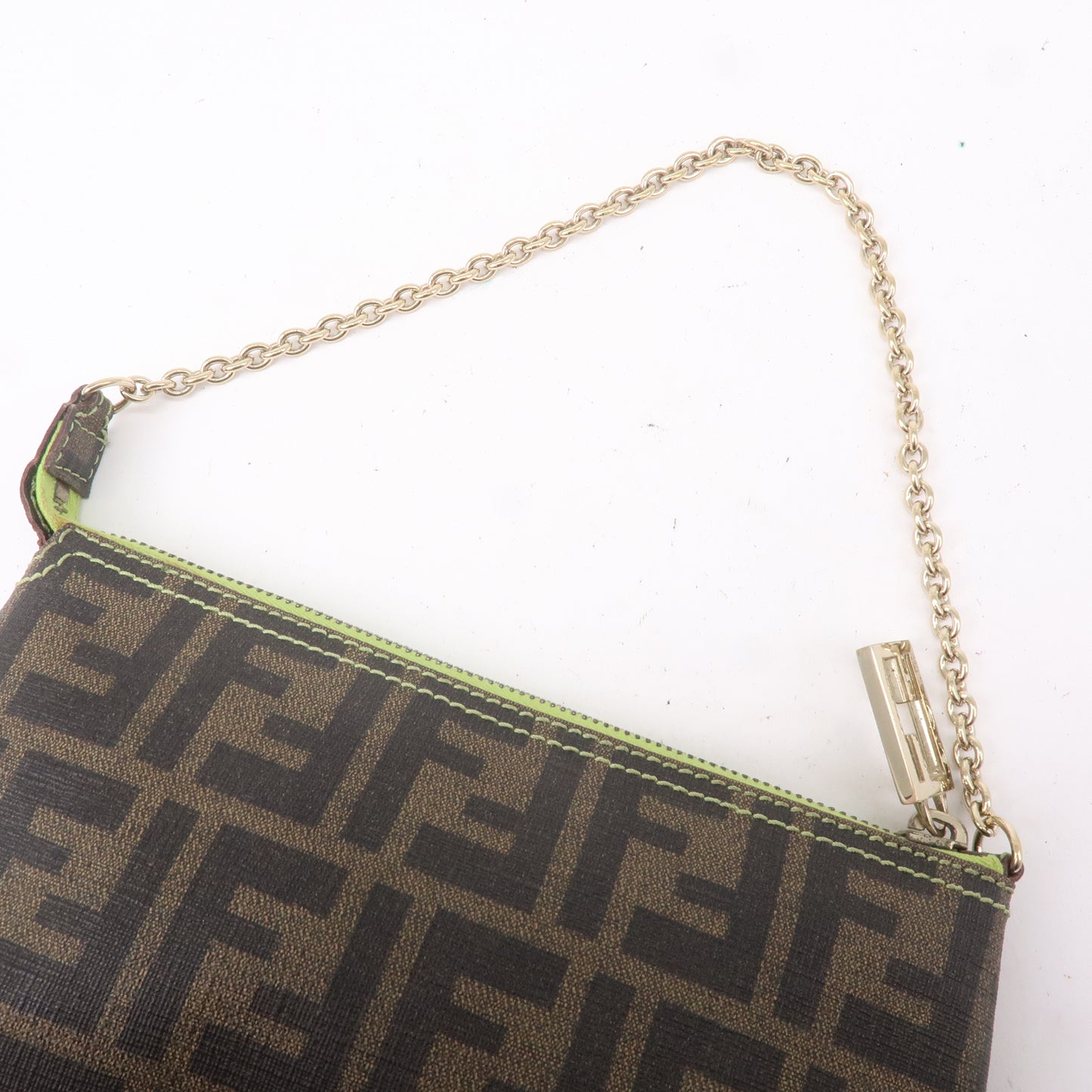 FENDI Zucca Print PVC Accessory Pouch Bag Khaki Green 8BR592