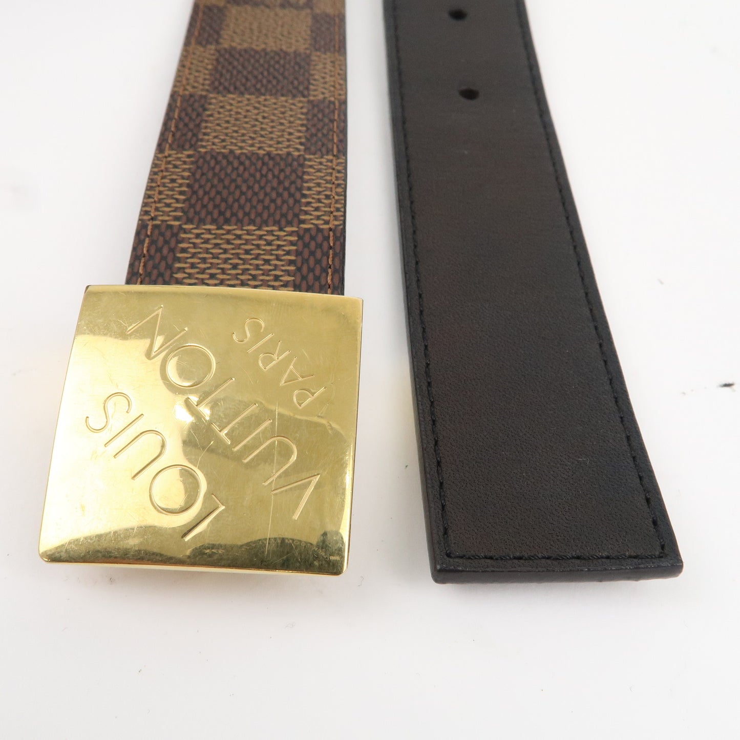 Louis Vuitton Damier Ebene Saint Tulle Carre Belt 85/34 M6944