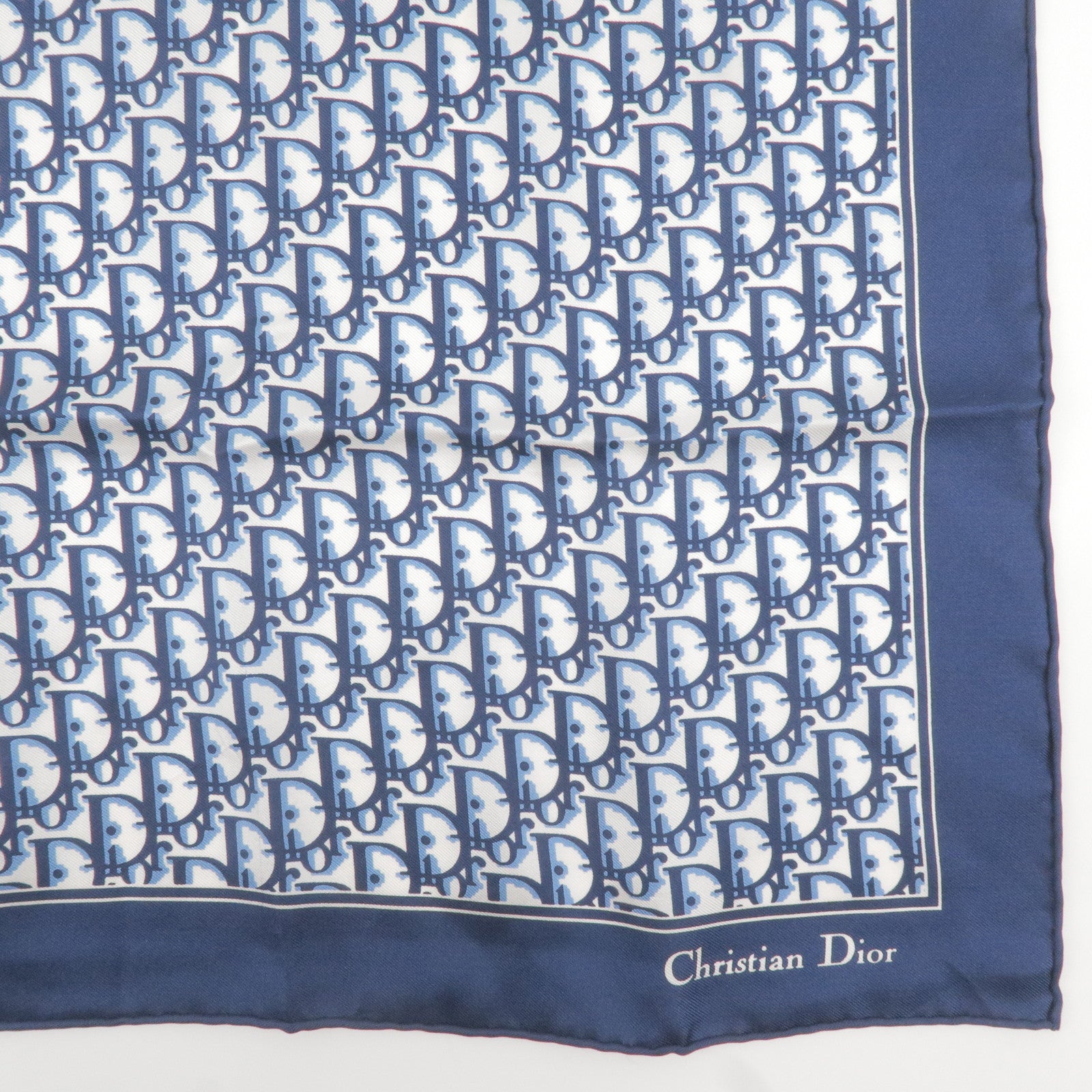 Christian-Dior-Trotter-Logo-100%-Silk-Scarf-Navy – dct-ep_vintage