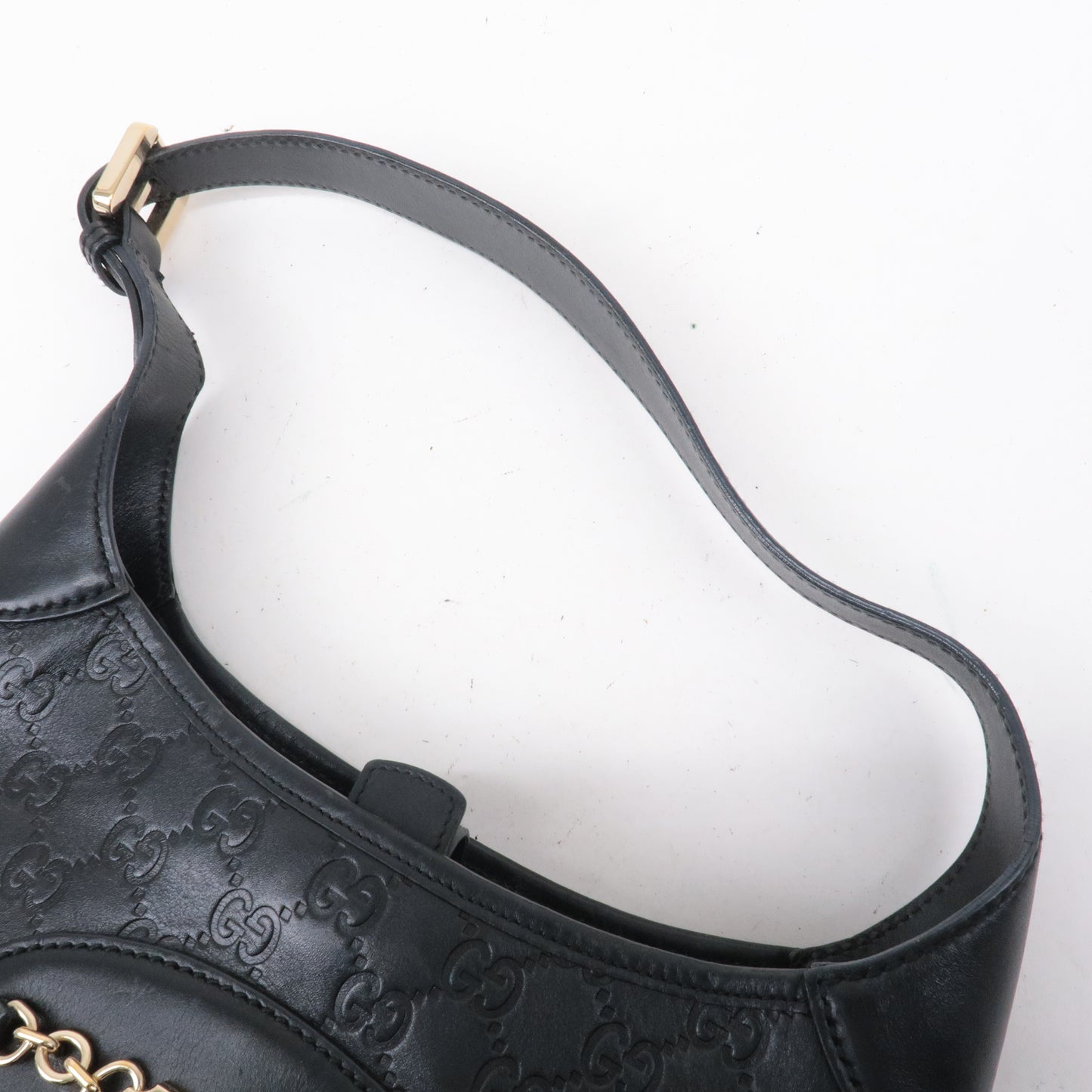 GUCCI Guccissima Leather Shoulder Bag Hand Bag Black 145778