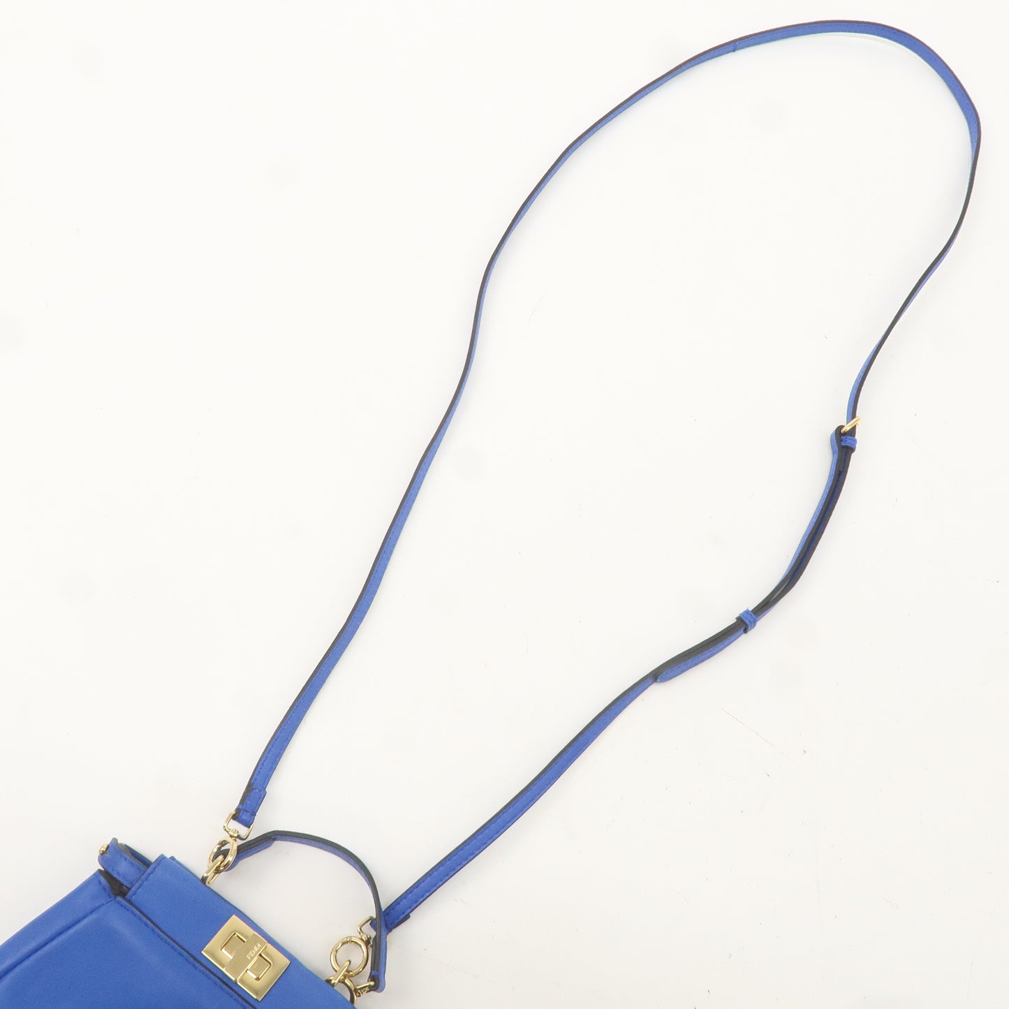 FENDI Micro Peekaboo Leather 2Way Shoulder Bag Blue 8M0355