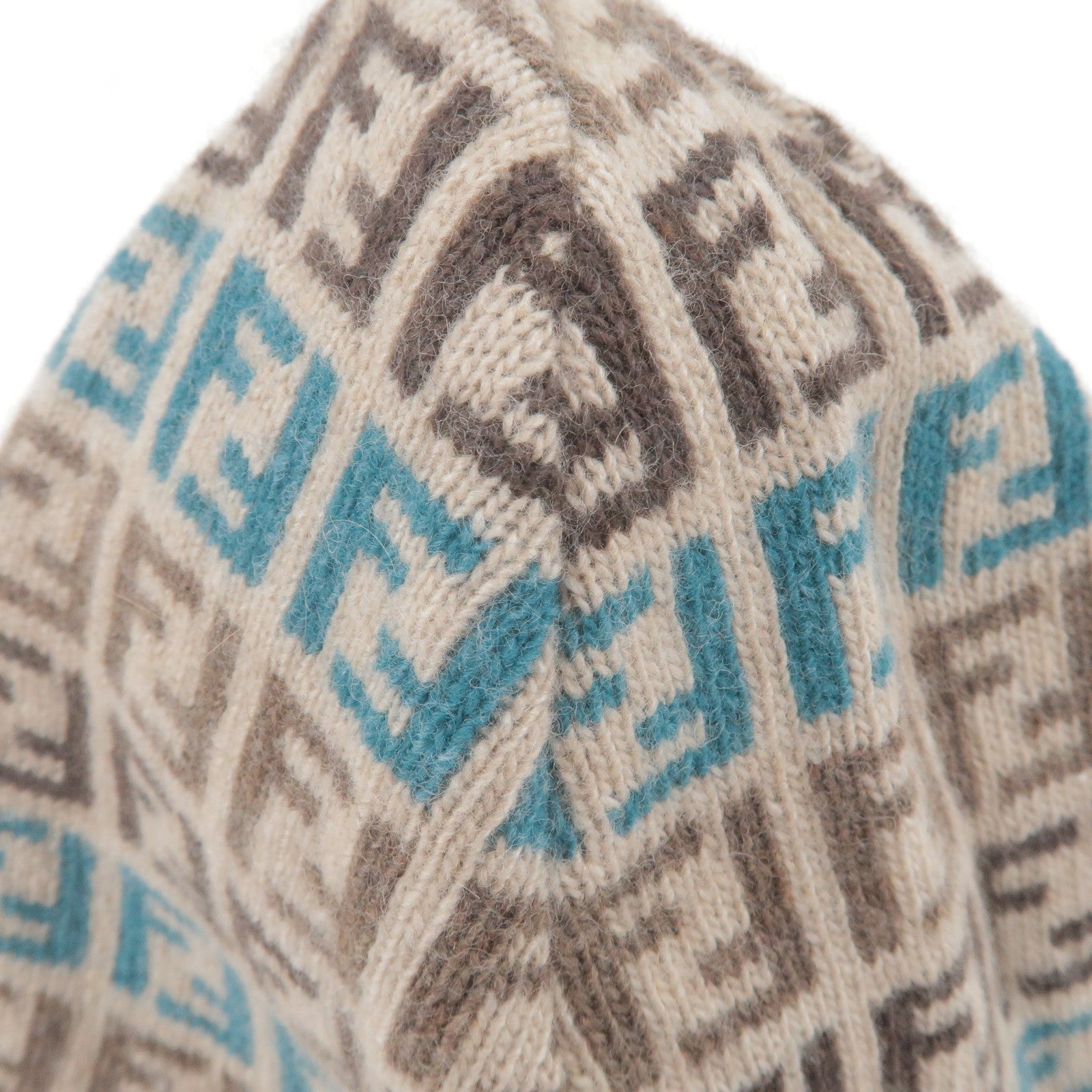 FENDI Zucchino Wool Rayon Nylon Cashmere Knit Kid Beanie Brown