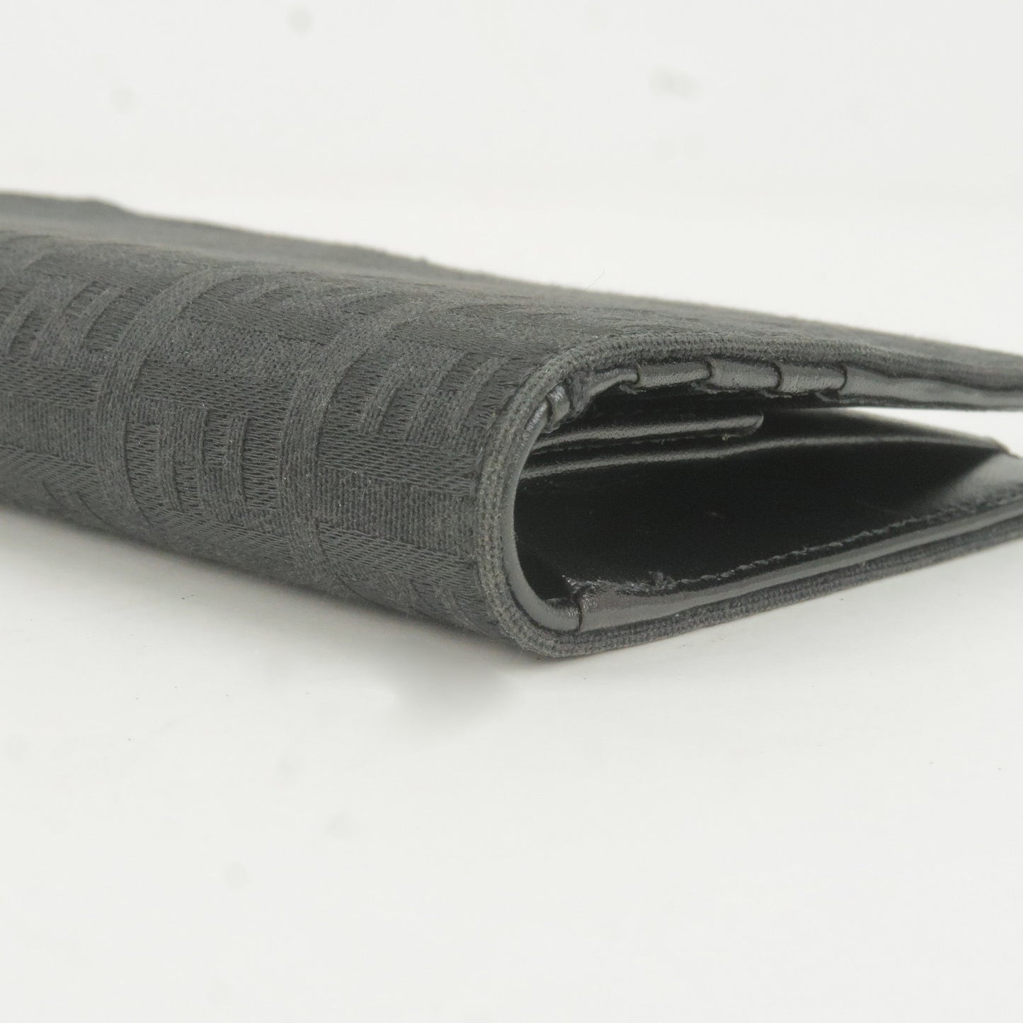 FENDI Zucchino Print Bi-Fold Long Wallet Black 8M0022