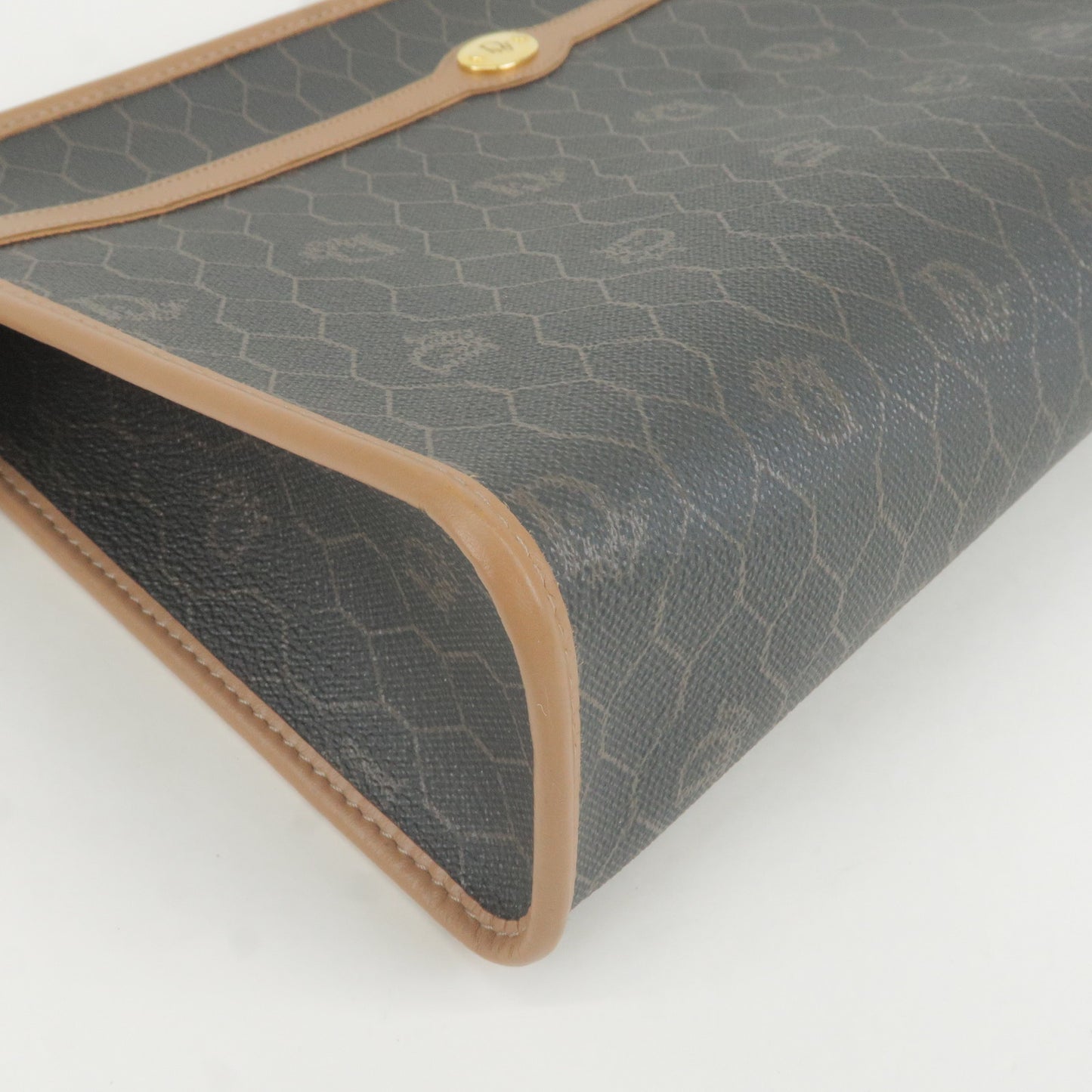 Christian Dior Honeycomb Logo PVC Leather Clutch Bag Black