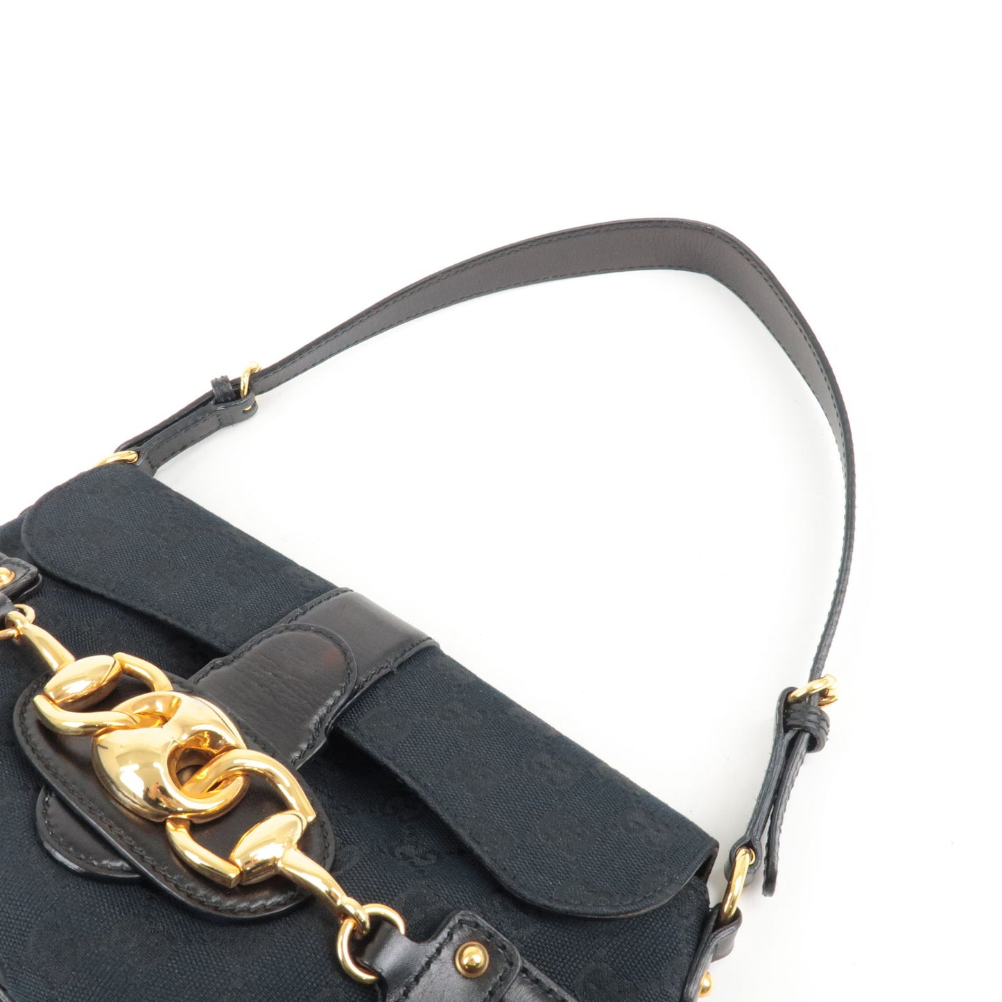 Gucci Vintage - Leather Horsebit Shoulder Bag - Black - Leather