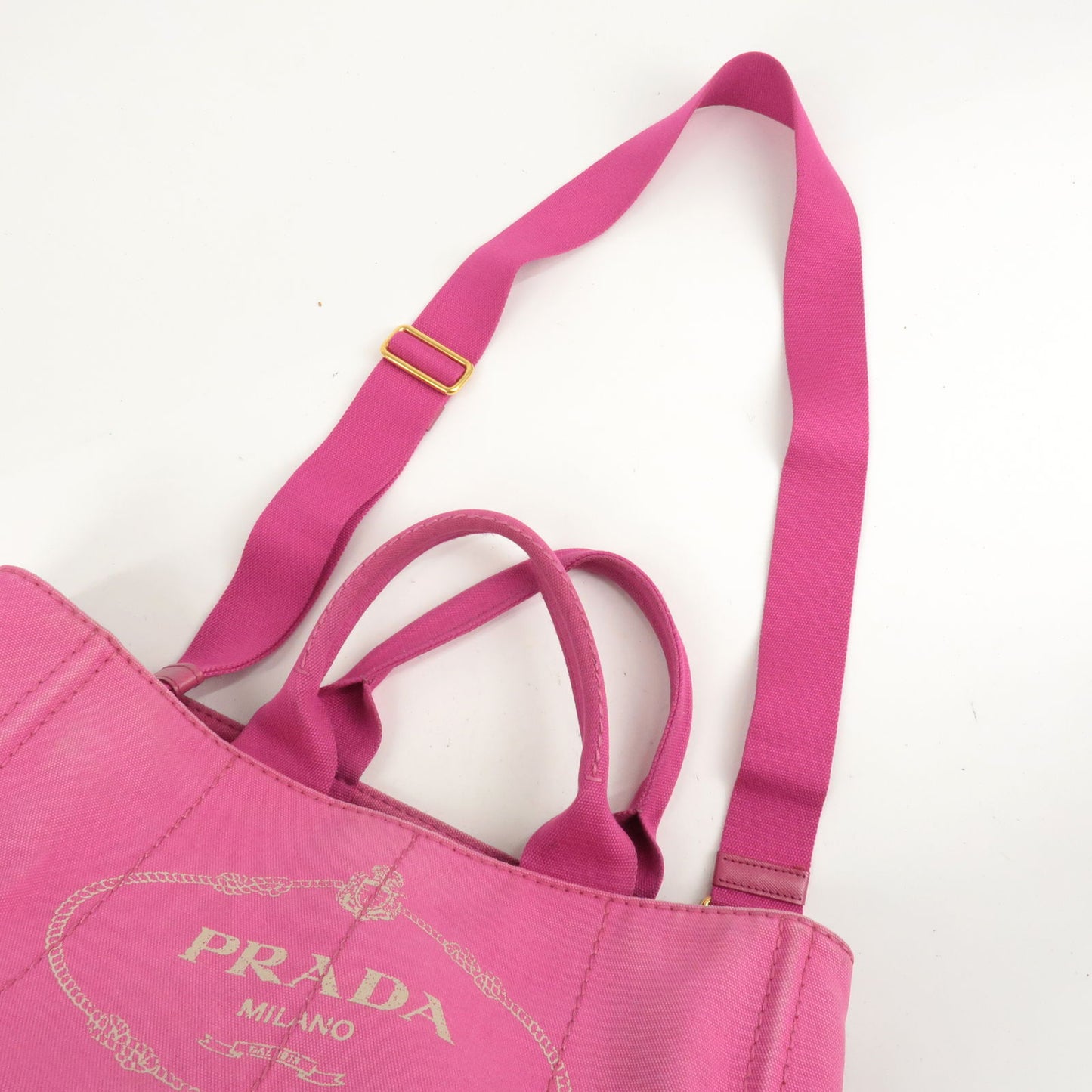 PRADA Canapa Canvas 2 Way Shoulder Bag Hand Bag Pink 1BG642