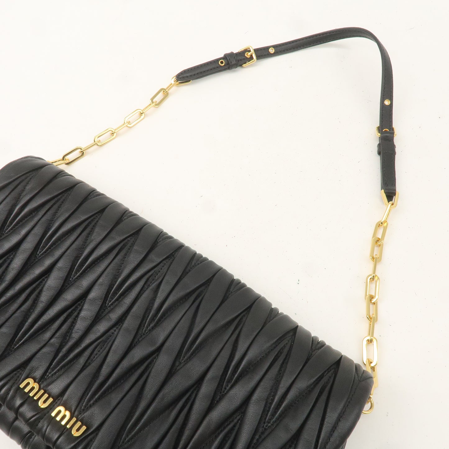 MIU MIU Matelasse Leather Gather Chain Shoulder Bag RP345M