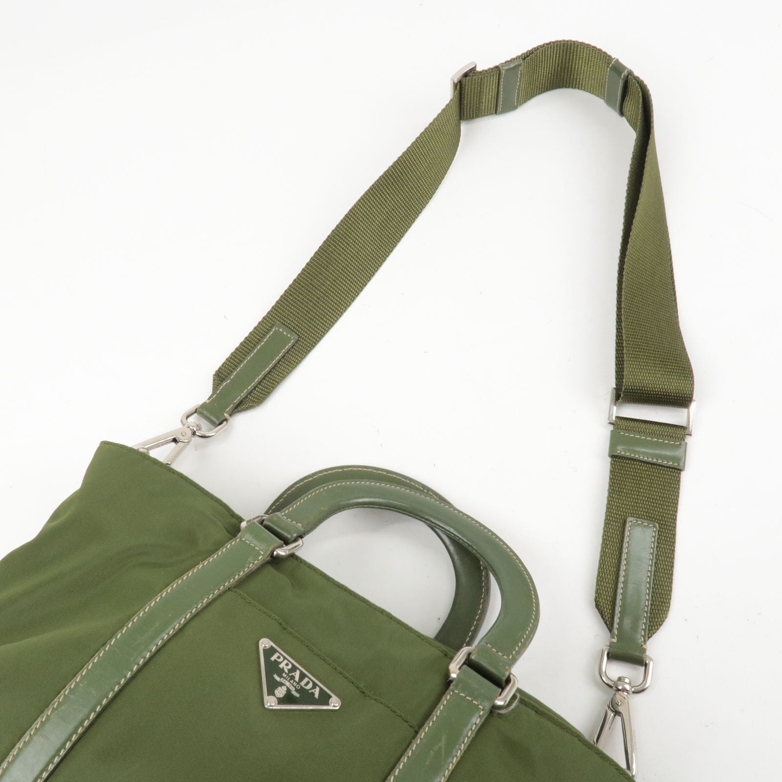 PRADA-Nylon-Leather-2Way-Bag-Hand-Bag-Green-BN1052 – dct