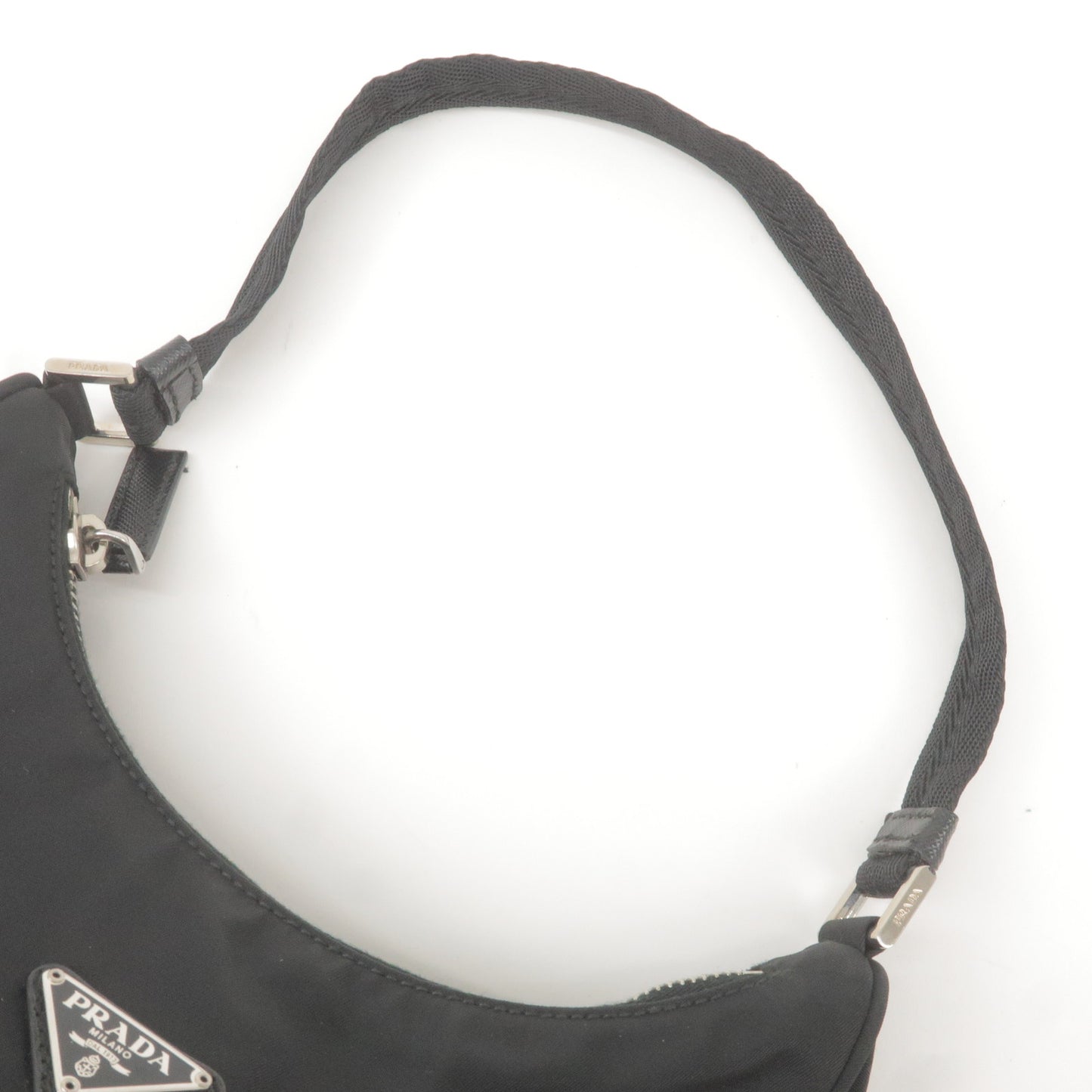 PRADA Logo Nylon Leather Shoulder Bag NERO Black 1N1204