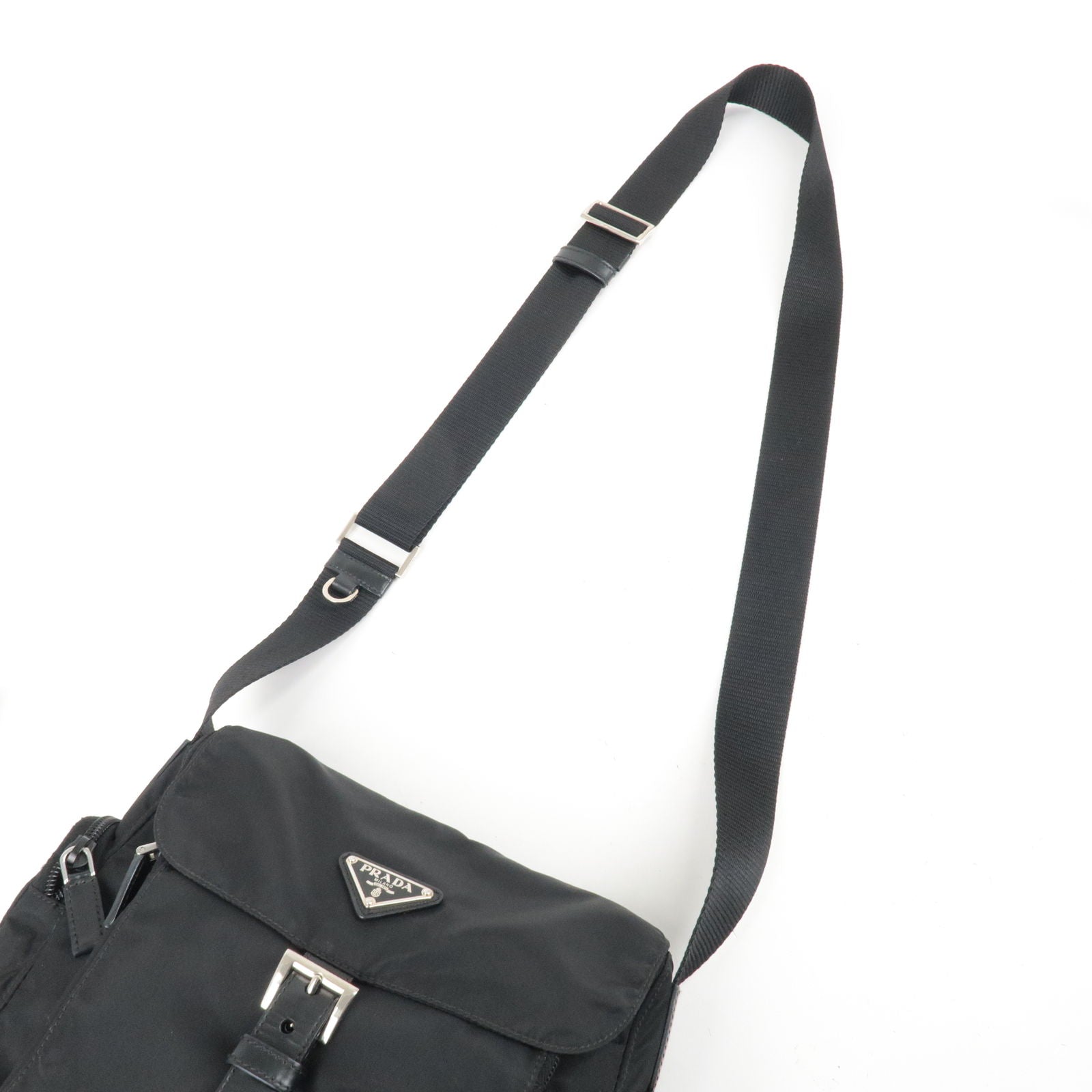Prada Black Tessuto Nylon and Leather Crossbody Bag