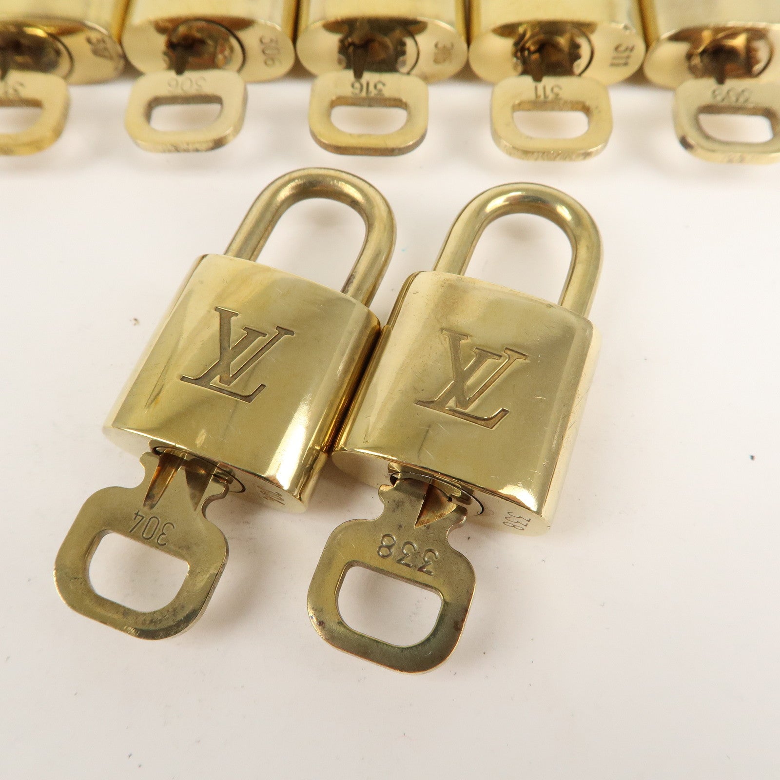 Louis Vuitton Two Padlocks and Keys 318 and 338 Lock Brass 